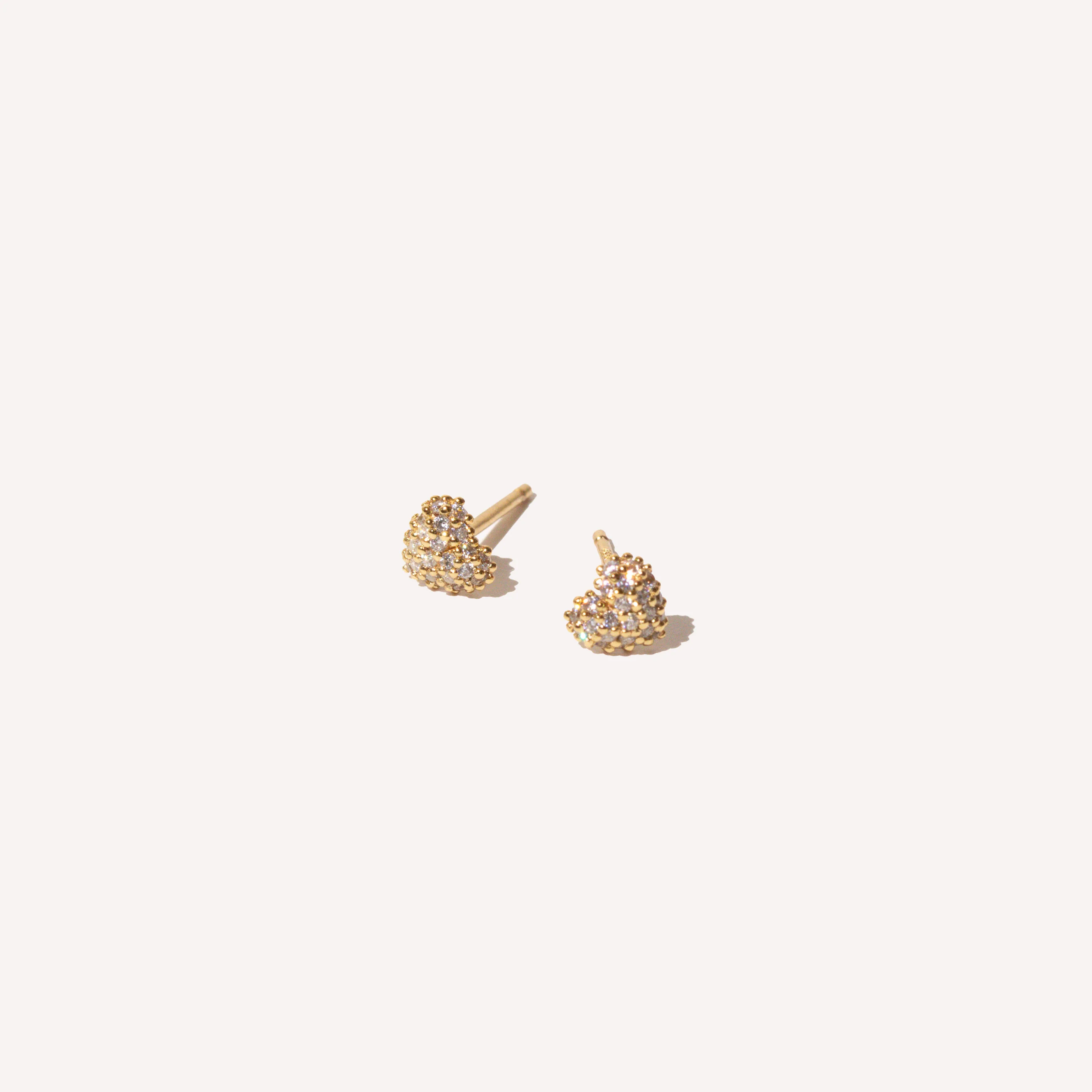 Heart Pavé Stud Earrings in Gold - Image 3