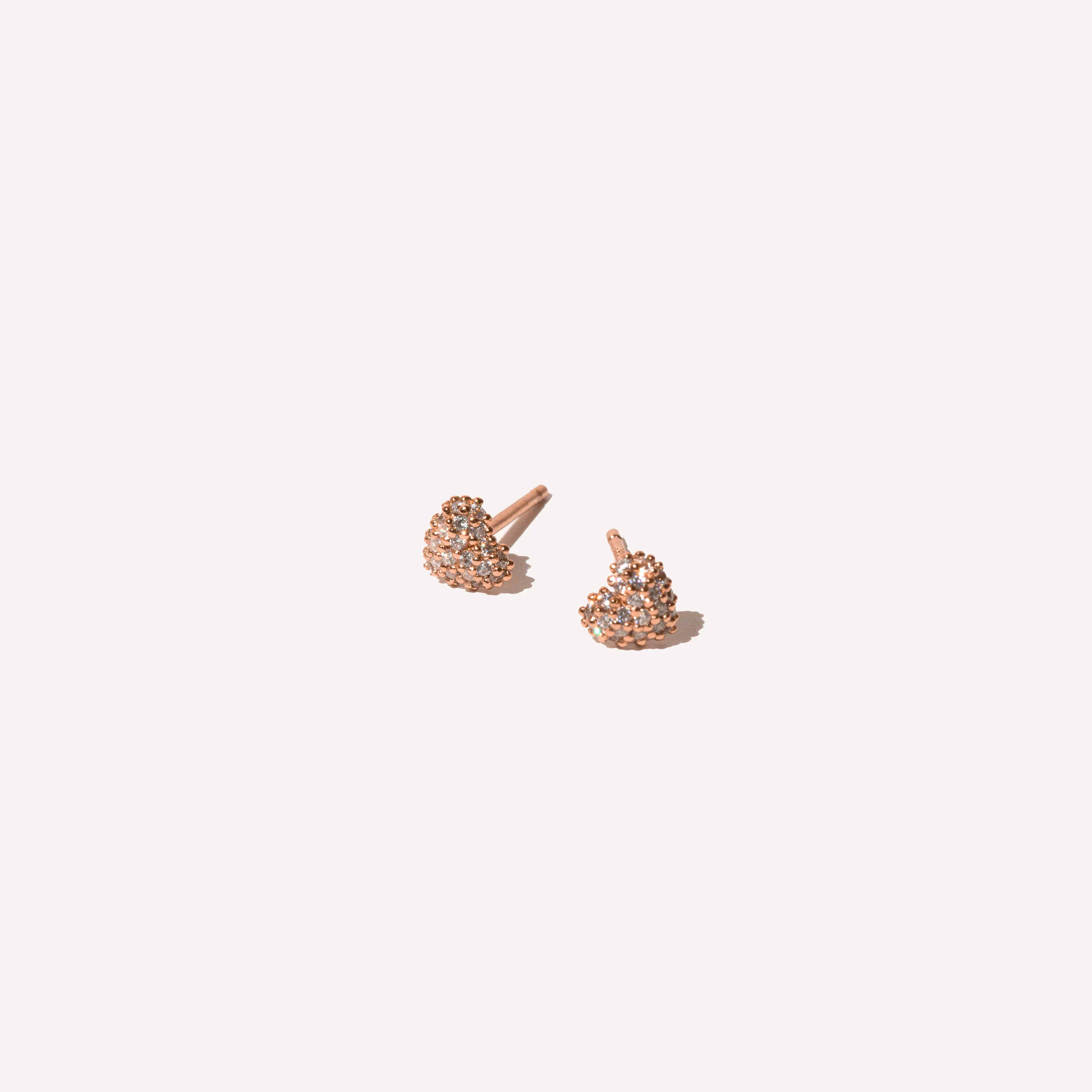 Heart Pavé Stud Earrings in Rose Gold - Image 3