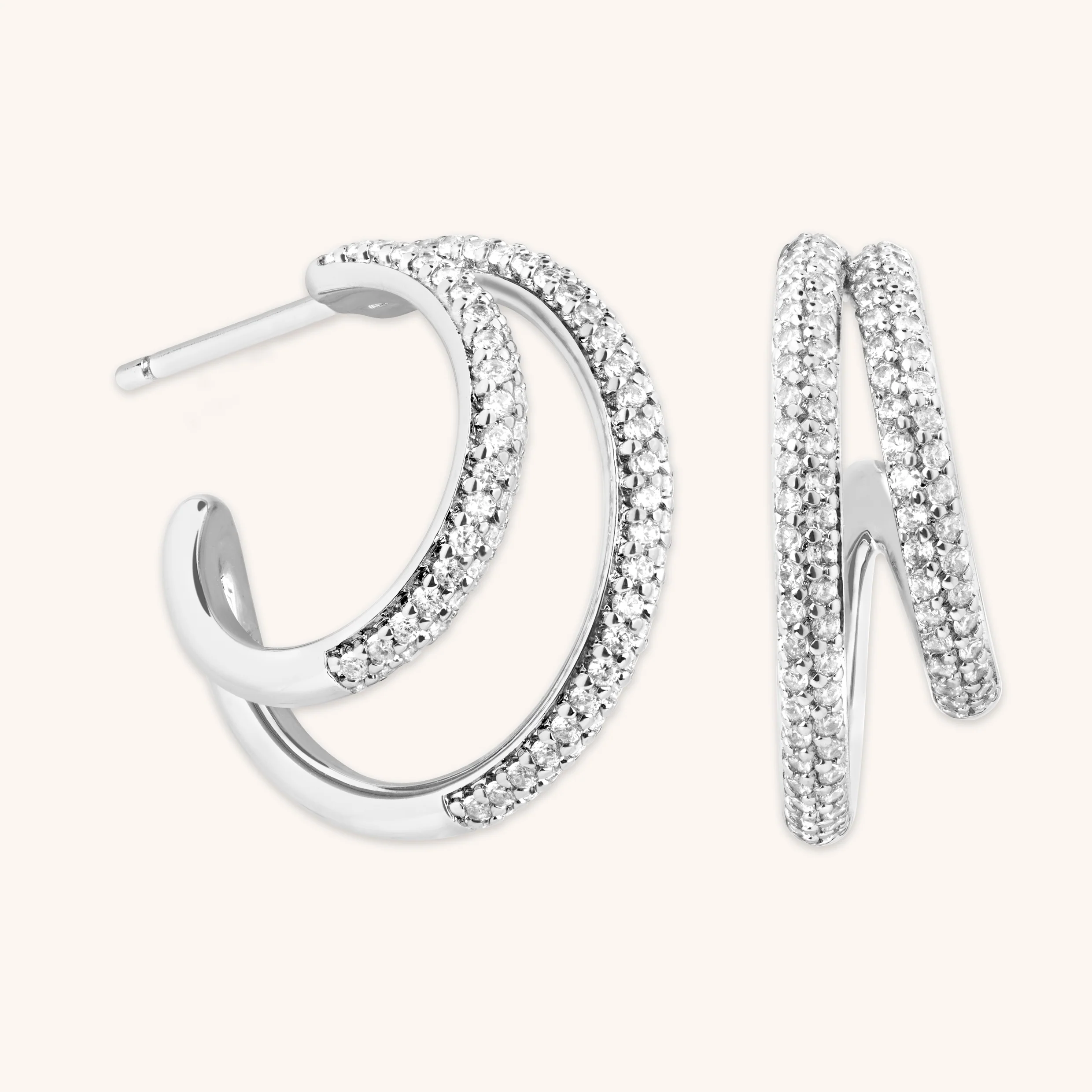 Pavé Illusion Hoops in Silver