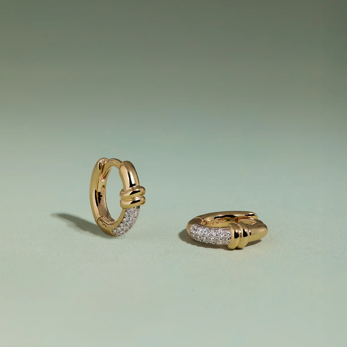 Pavé Knot Huggies in Gold - Image 4