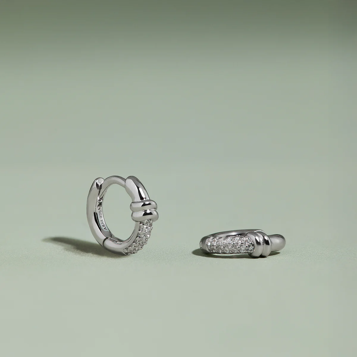 Pavé Knot Huggies in Silver - Image 4