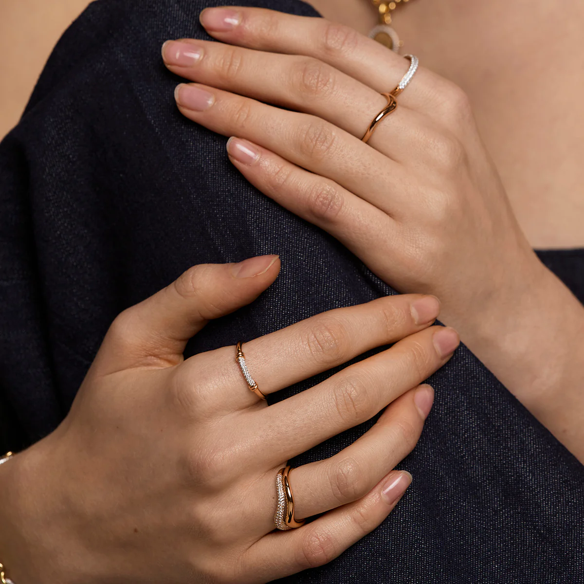 Pavé Knot Ring in Gold - Image 3