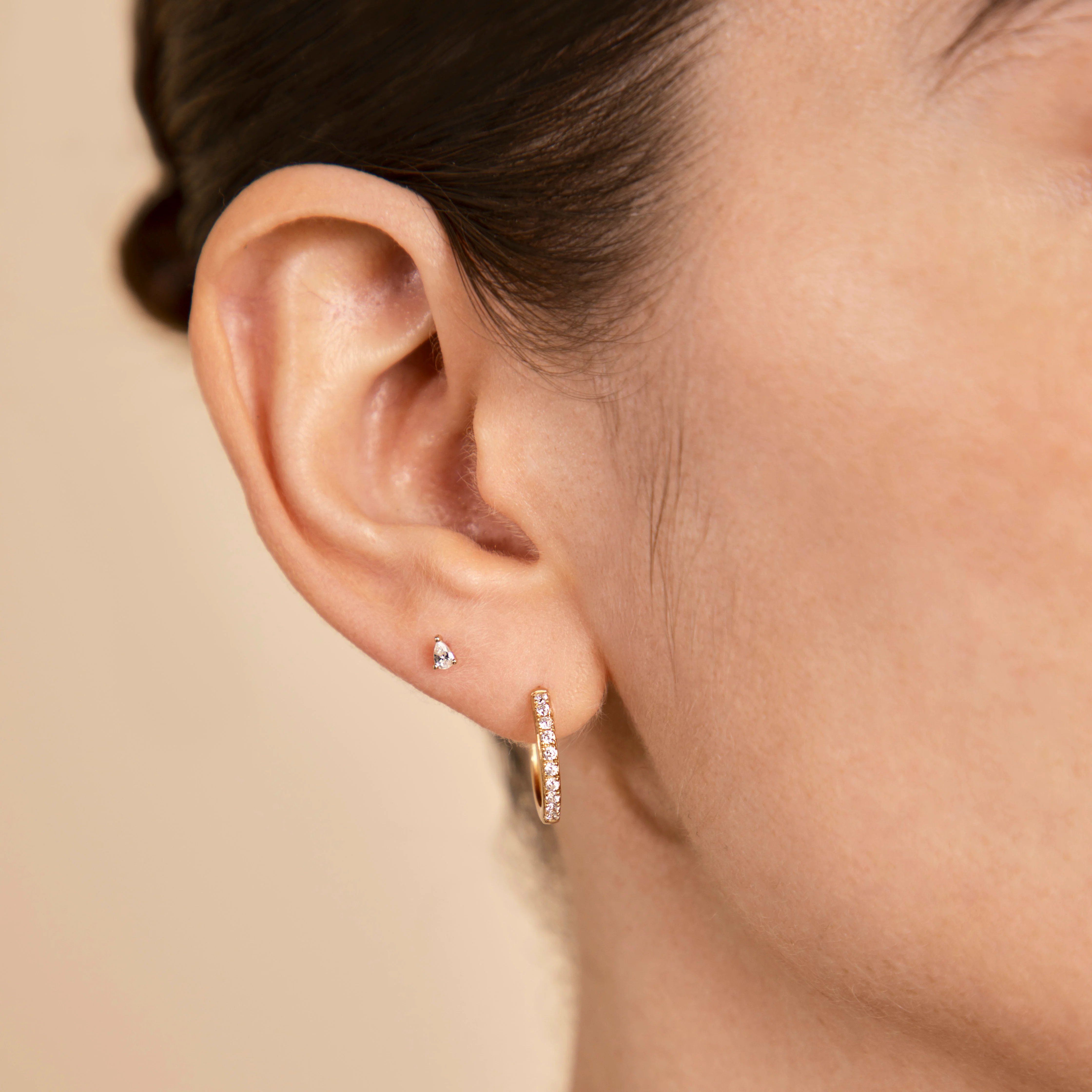 Pear Crystal Stud Earrings in Gold - Image 3
