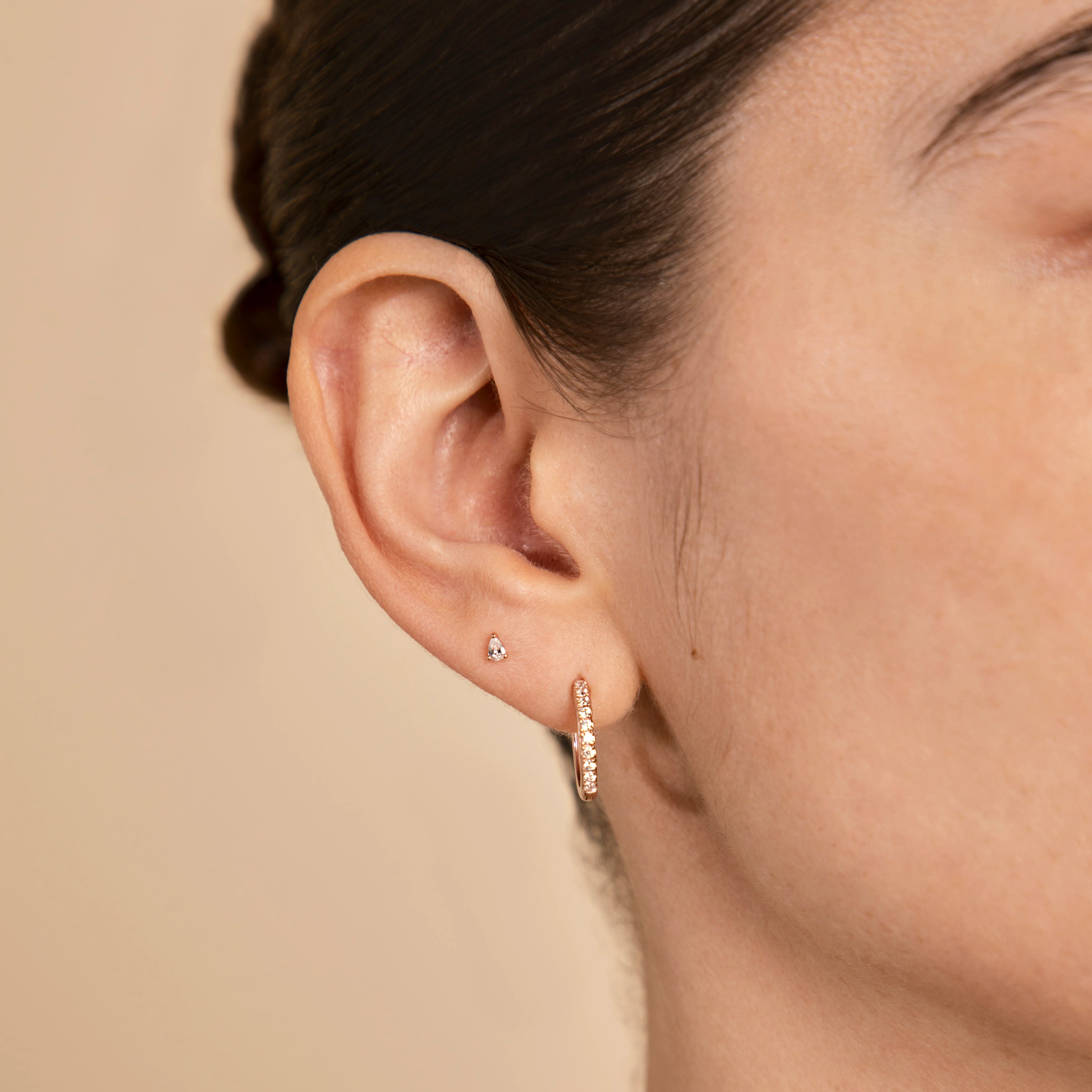 Pear Crystal Stud Earrings in Rose Gold - Image 3