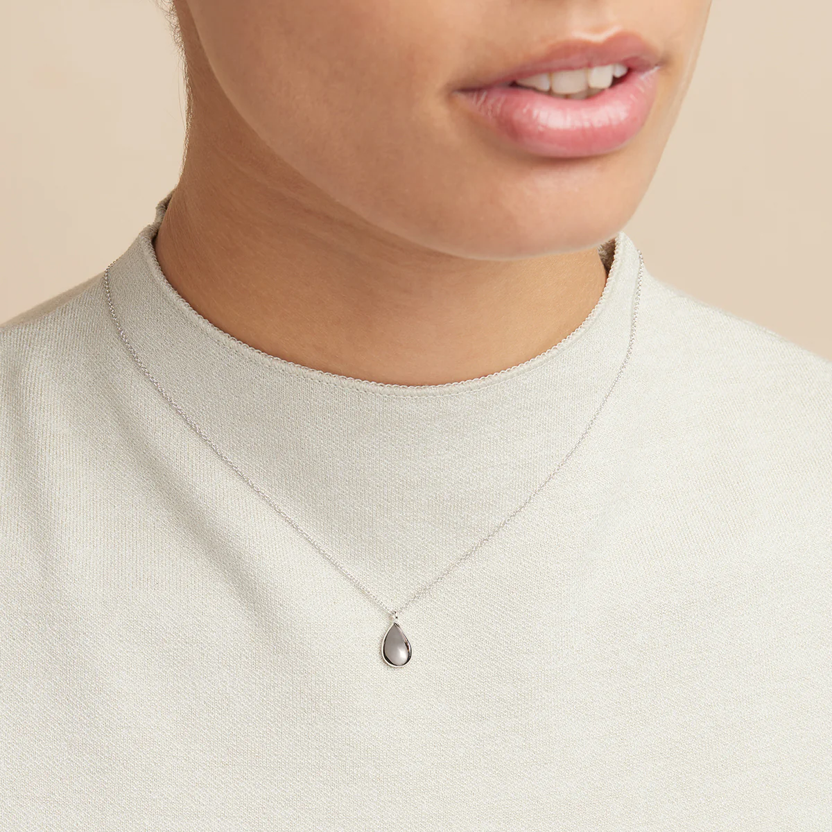 Pear Pendant Necklace in Silver - Image 3