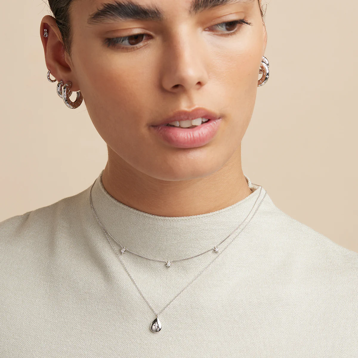 Pear Pendant Necklace in Silver - Image 4