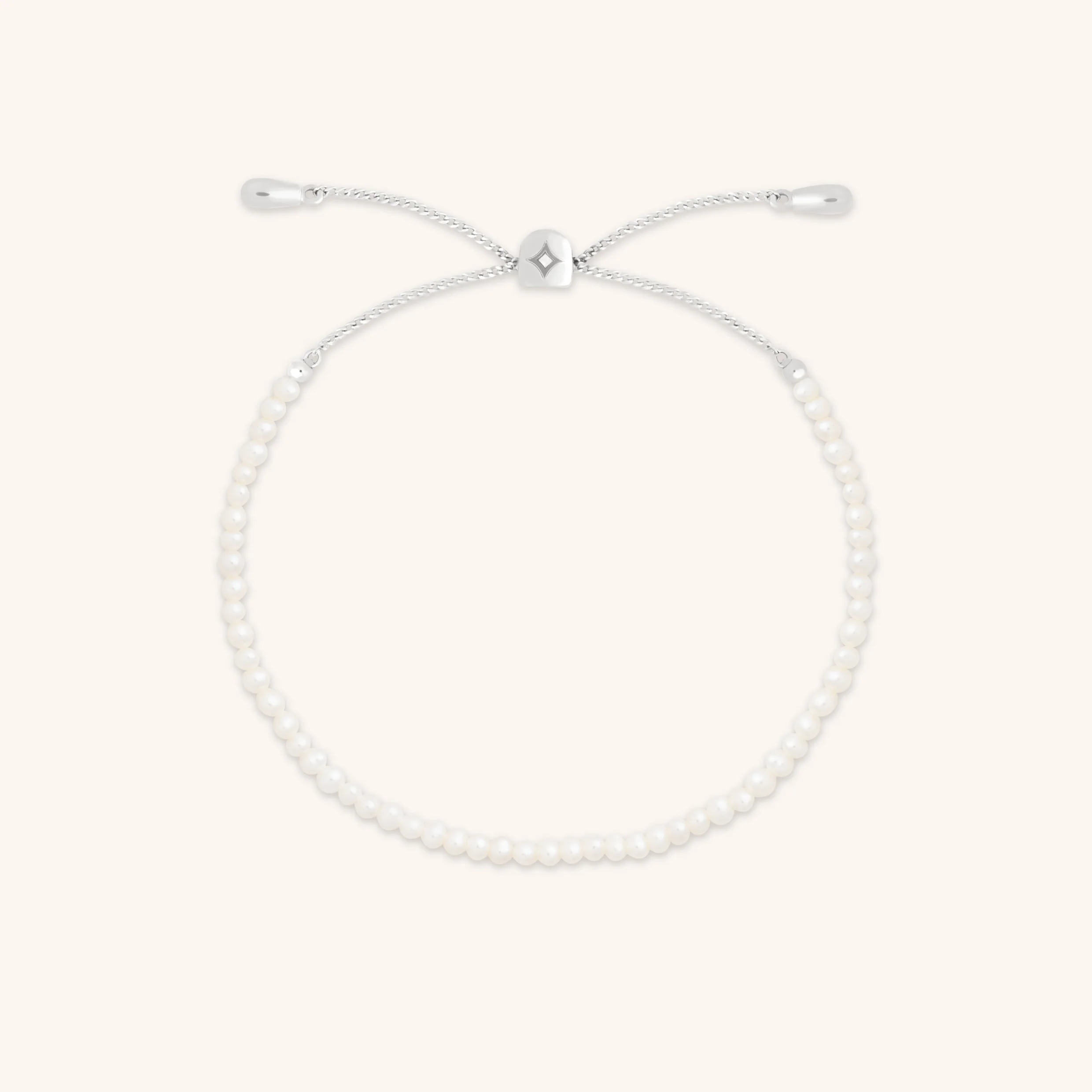 Pearl Beaded Bracelet in Solid White Gold