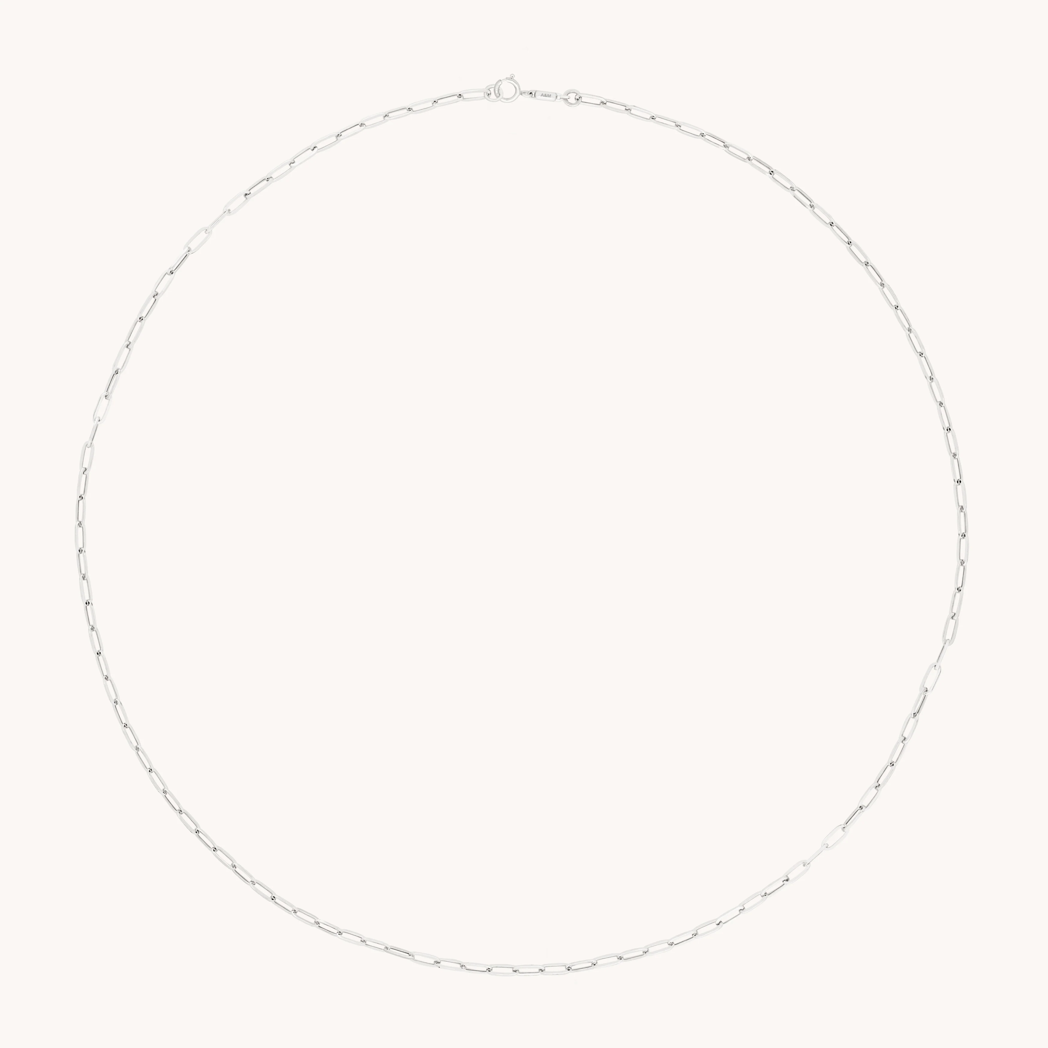 Piccadilly Chain Necklace in Solid White Gold