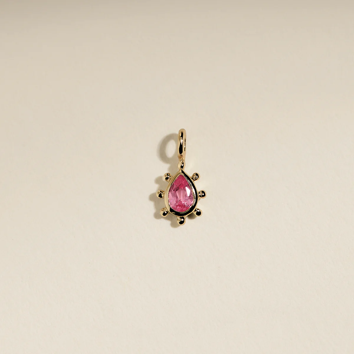 Pink Sapphire Beaded Charm 9k Gold