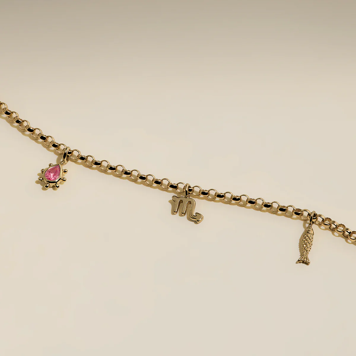 Pink Sapphire Beaded Charm 9k Gold - Image 4