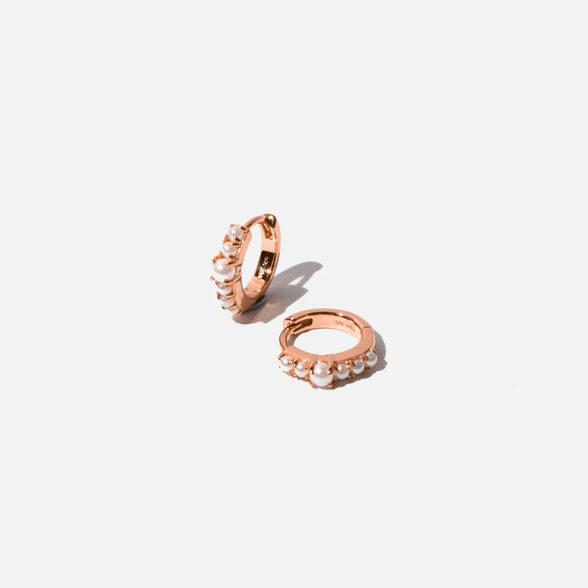 Radiant Pearl Huggies in Rose Gold - Image 3