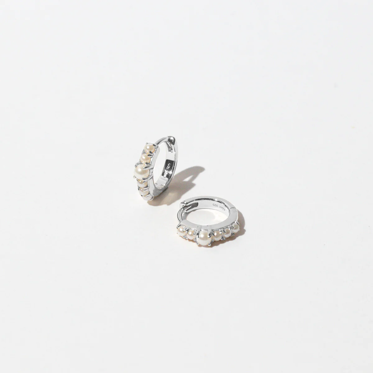 Radiant Pearl Huggies in Silver - Image 3
