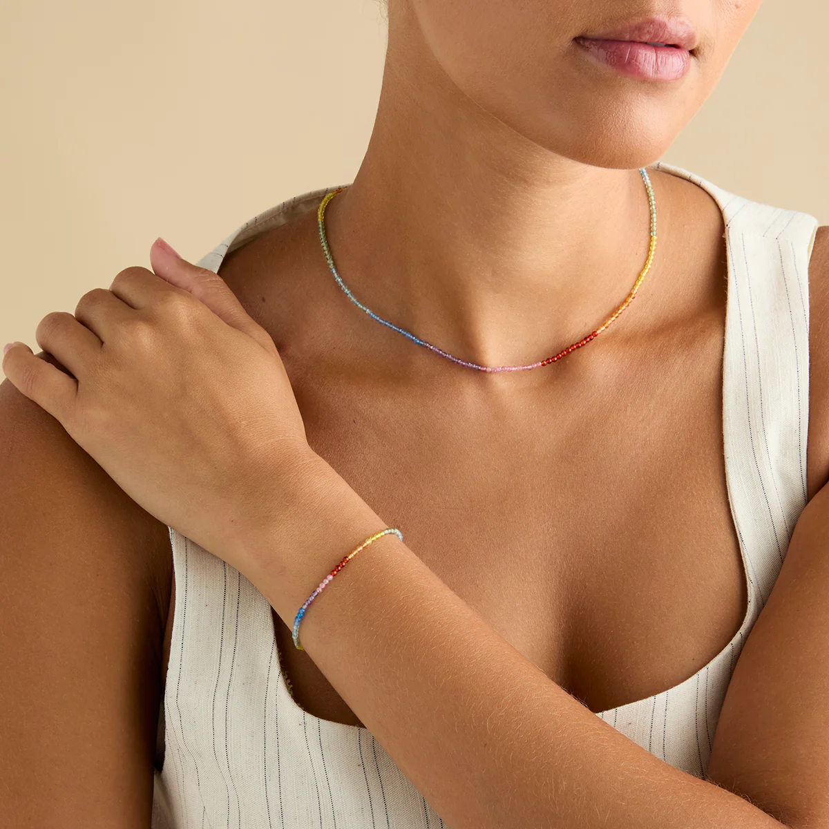 Rainbow Gemstone Bracelet in 9k Gold - Image 3