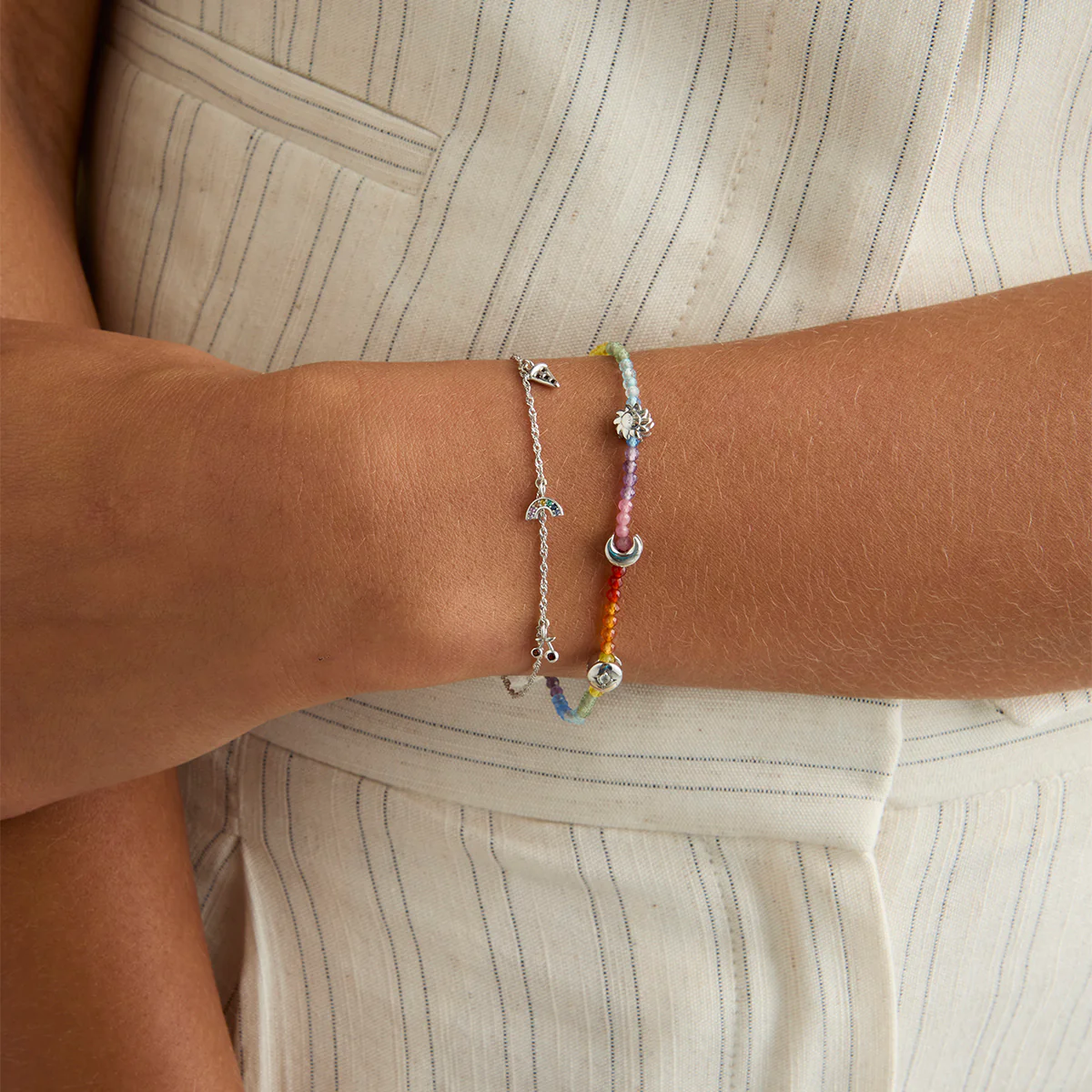 Rainbow Gemstone Bracelet in 9k White Gold - Image 3