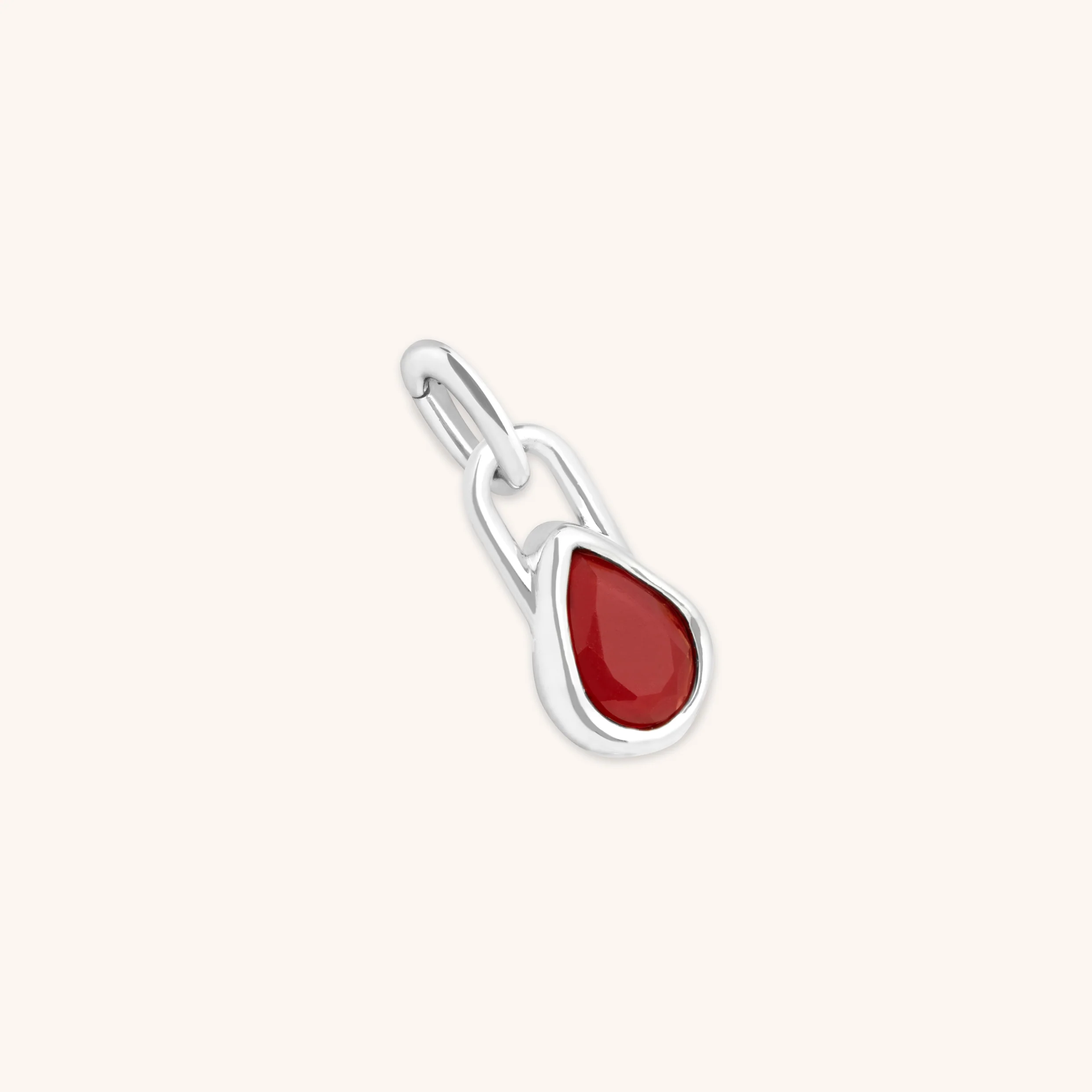 Red Carnelian July Clip Charm in Silver