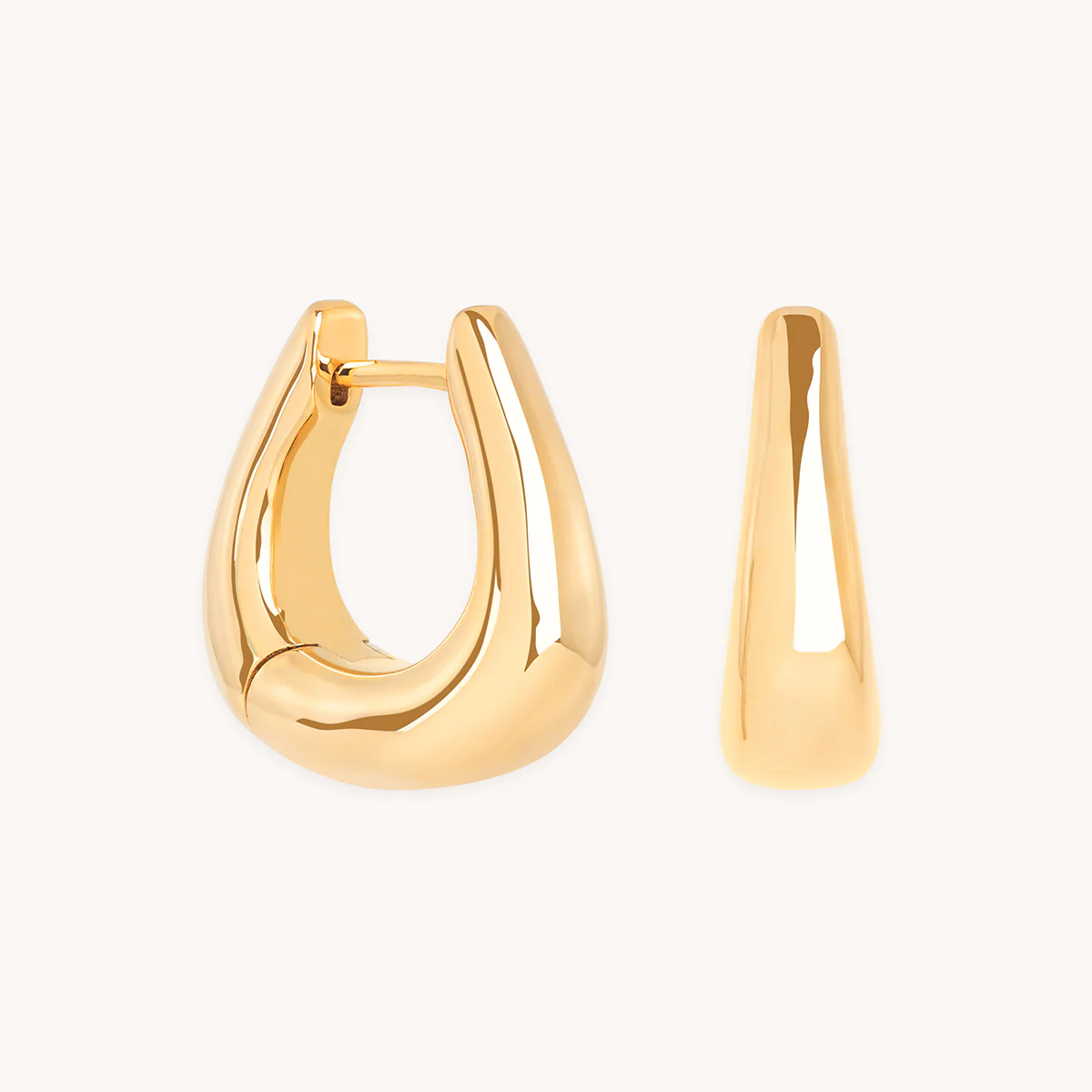 Saddle Medium Hoops in Gold