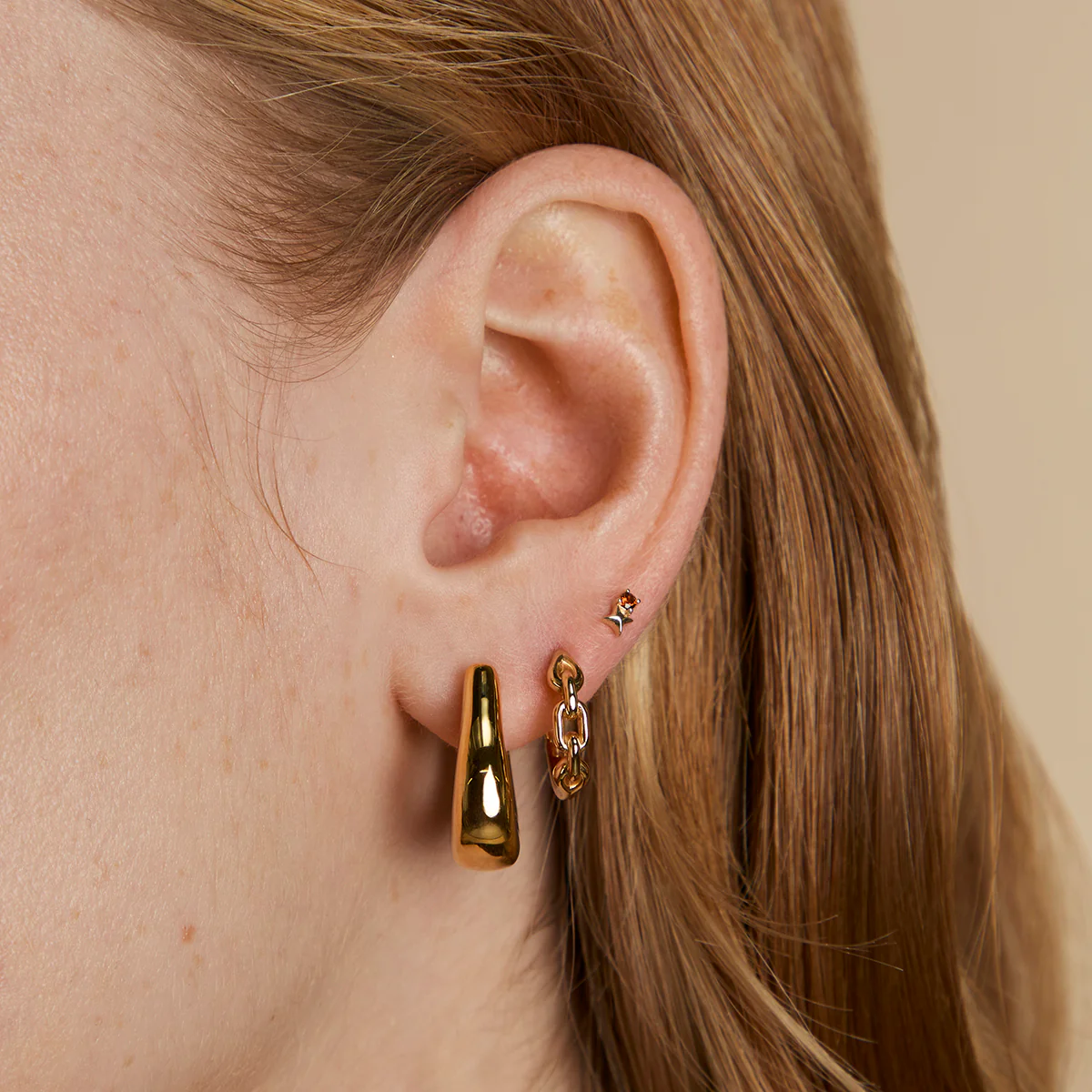 Saddle Medium Hoops in Gold - Image 3