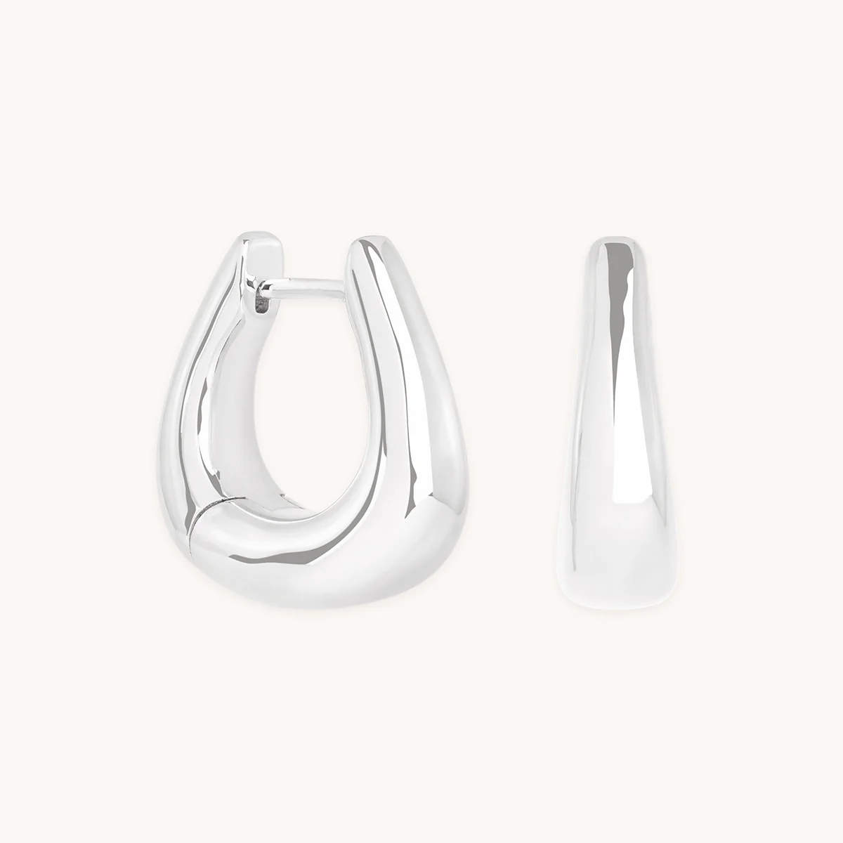 Saddle Medium Hoops in Silver