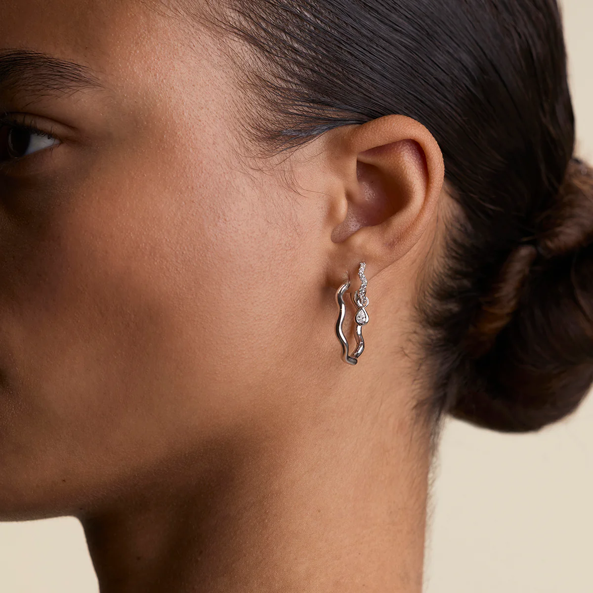 Scalloped Large Hoops in Silver - Image 3