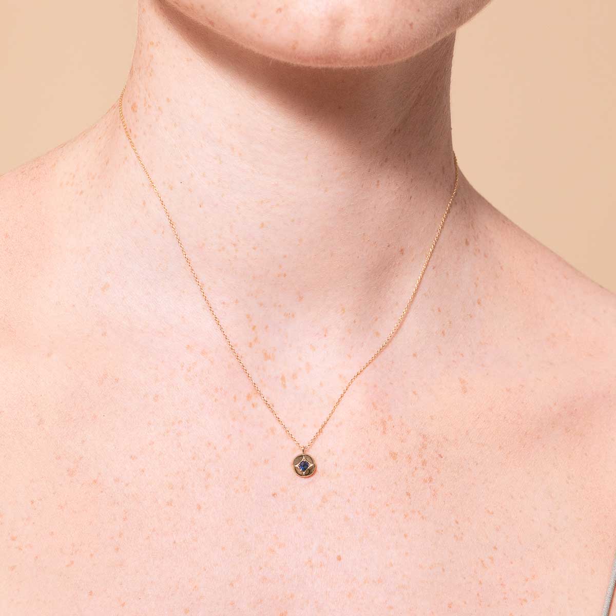 September Sapphire Birthstone Necklace in Solid Gold - Image 2