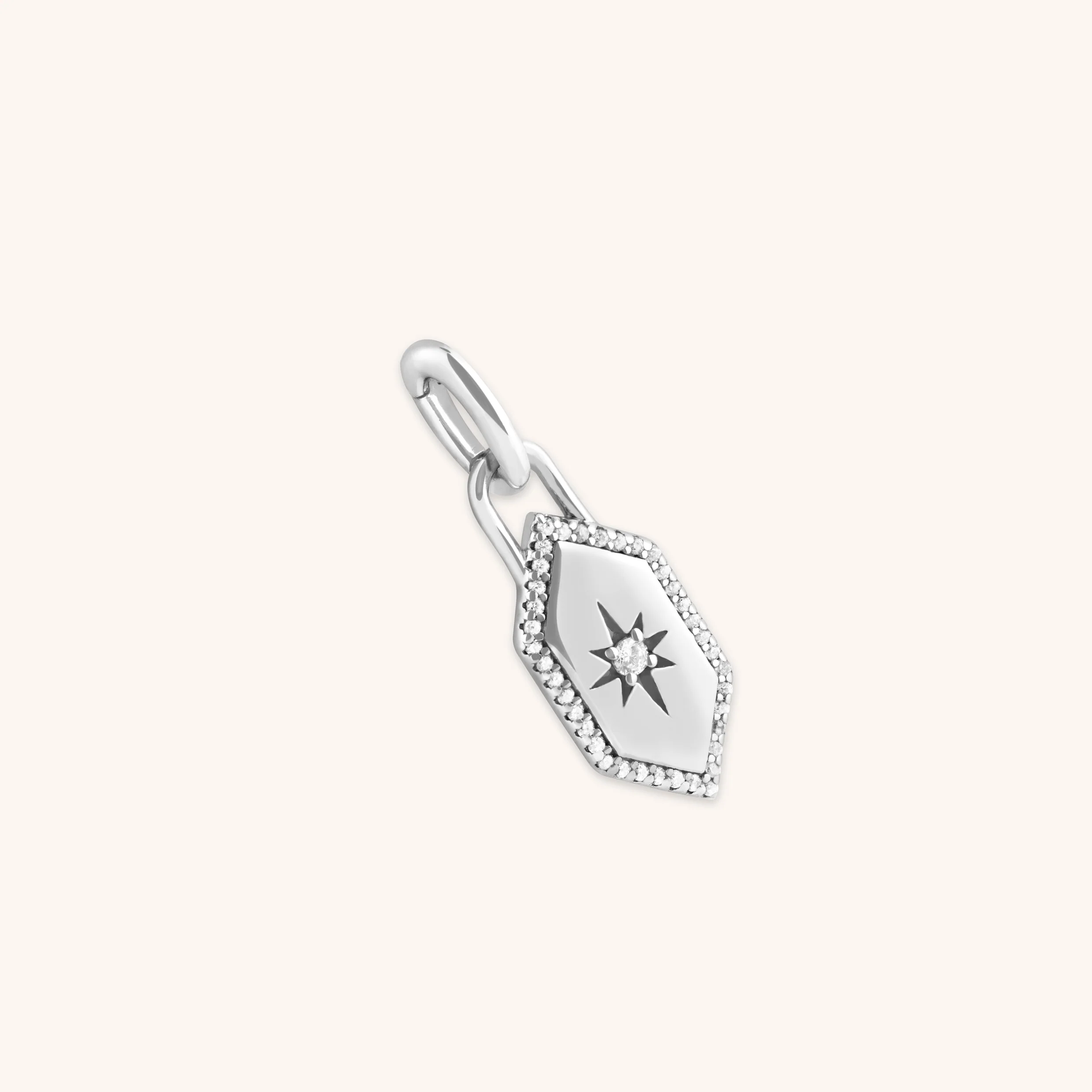 Shield Clip Charm in Silver
