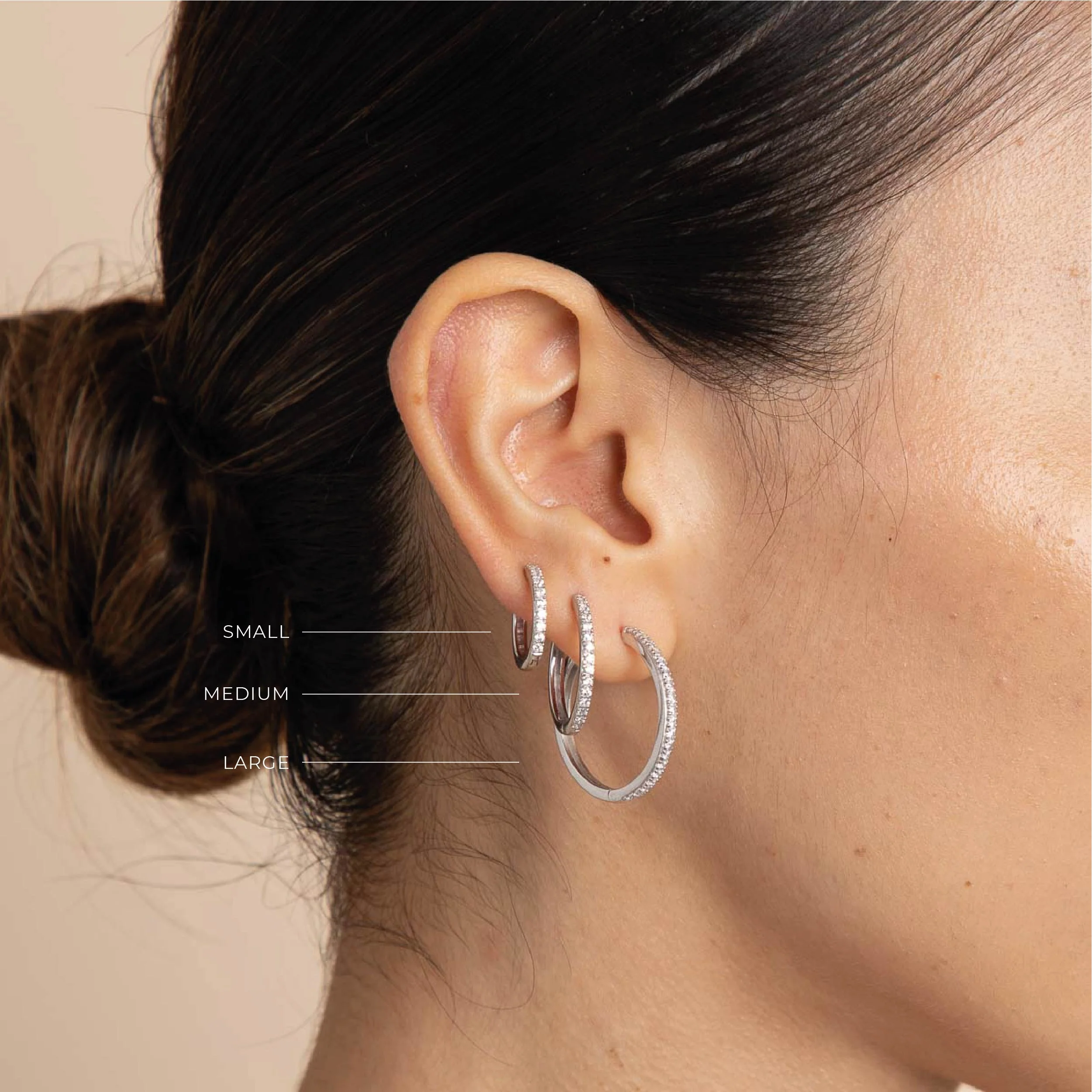 Essential Crystal Medium Hoops in Silver - Image 4