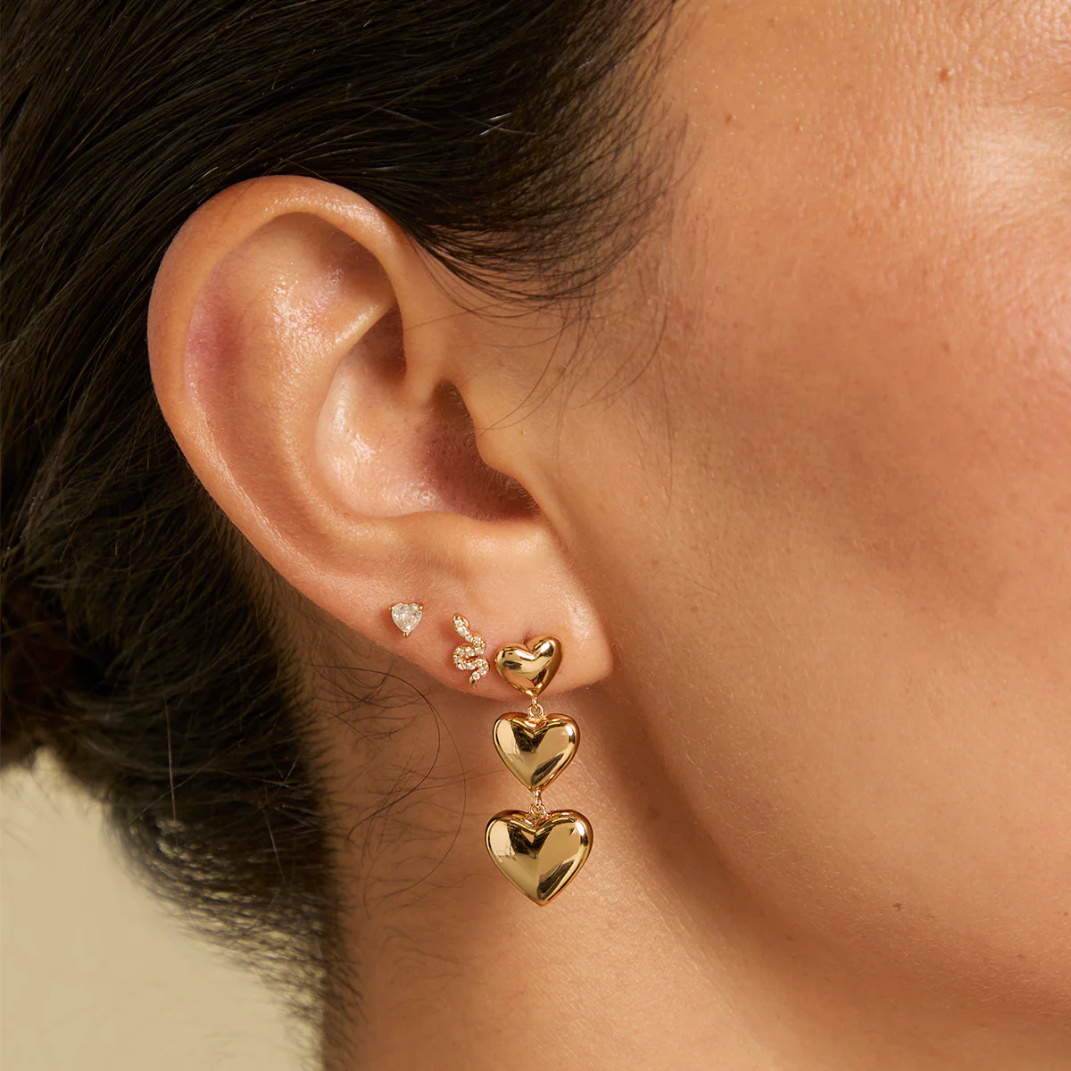 Snake Crystal Studs in Gold - Image 4