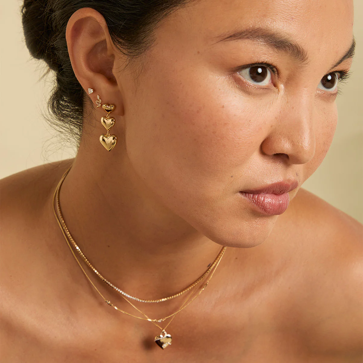 Snake Crystal Studs in Gold - Image 5