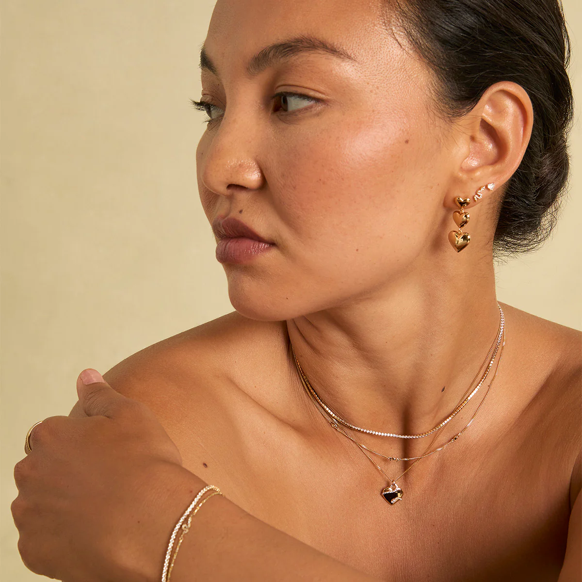 Snake Crystal Studs in Gold - Image 6