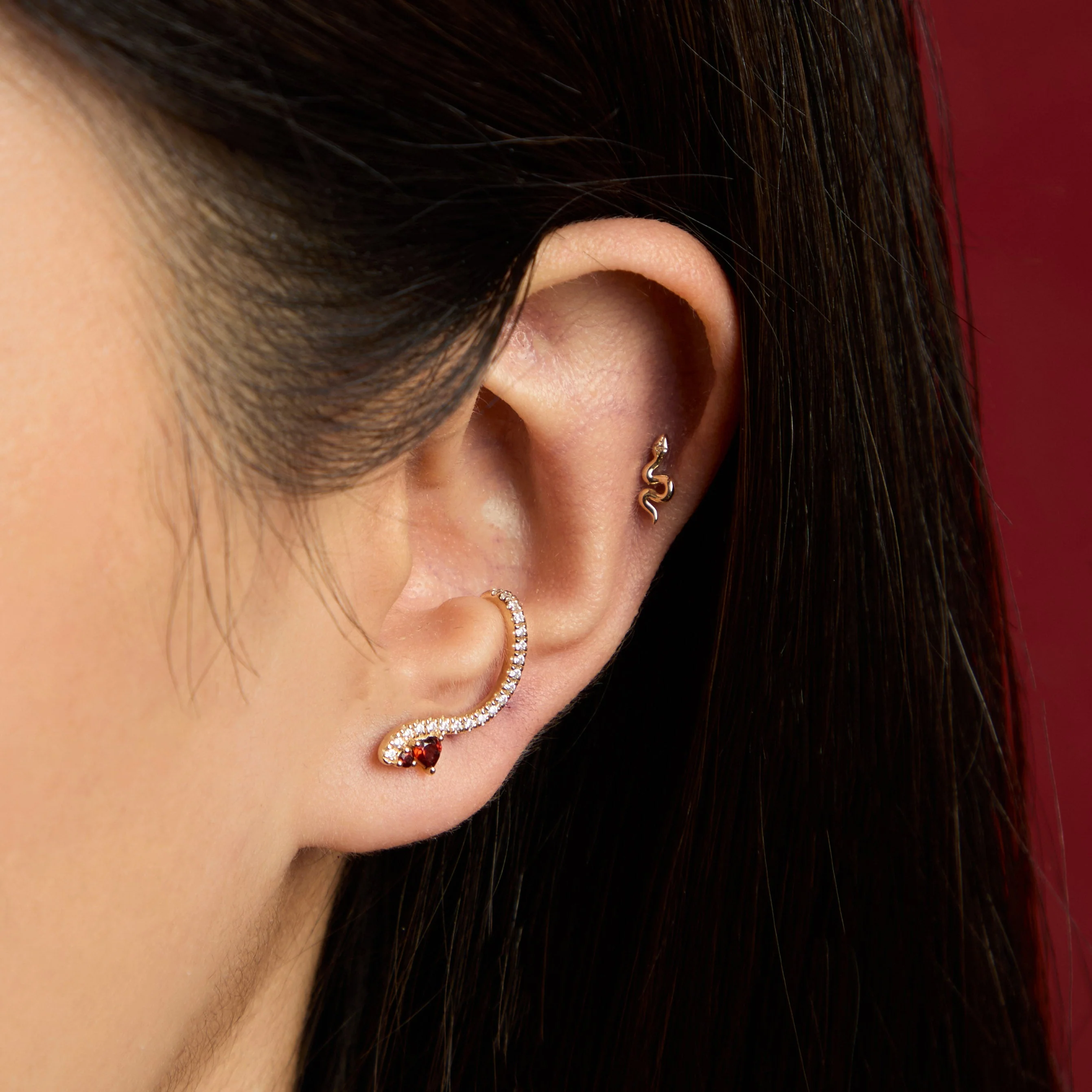 Snake Piercing Stud in Solid Gold - Image 3