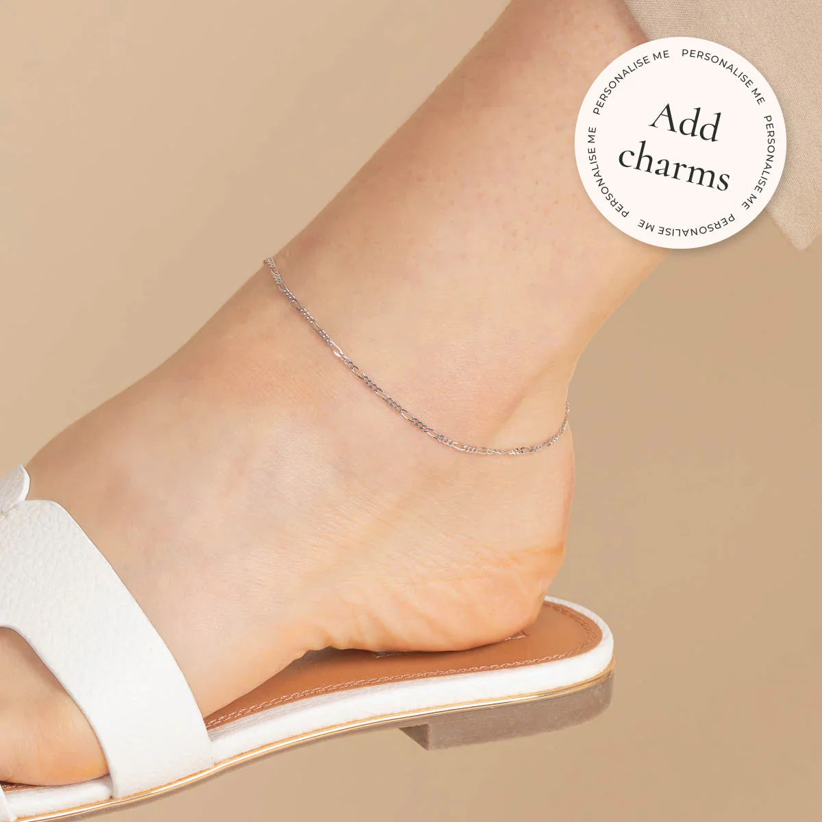 Soho Story Chain Anklet in Solid White Gold - Image 2
