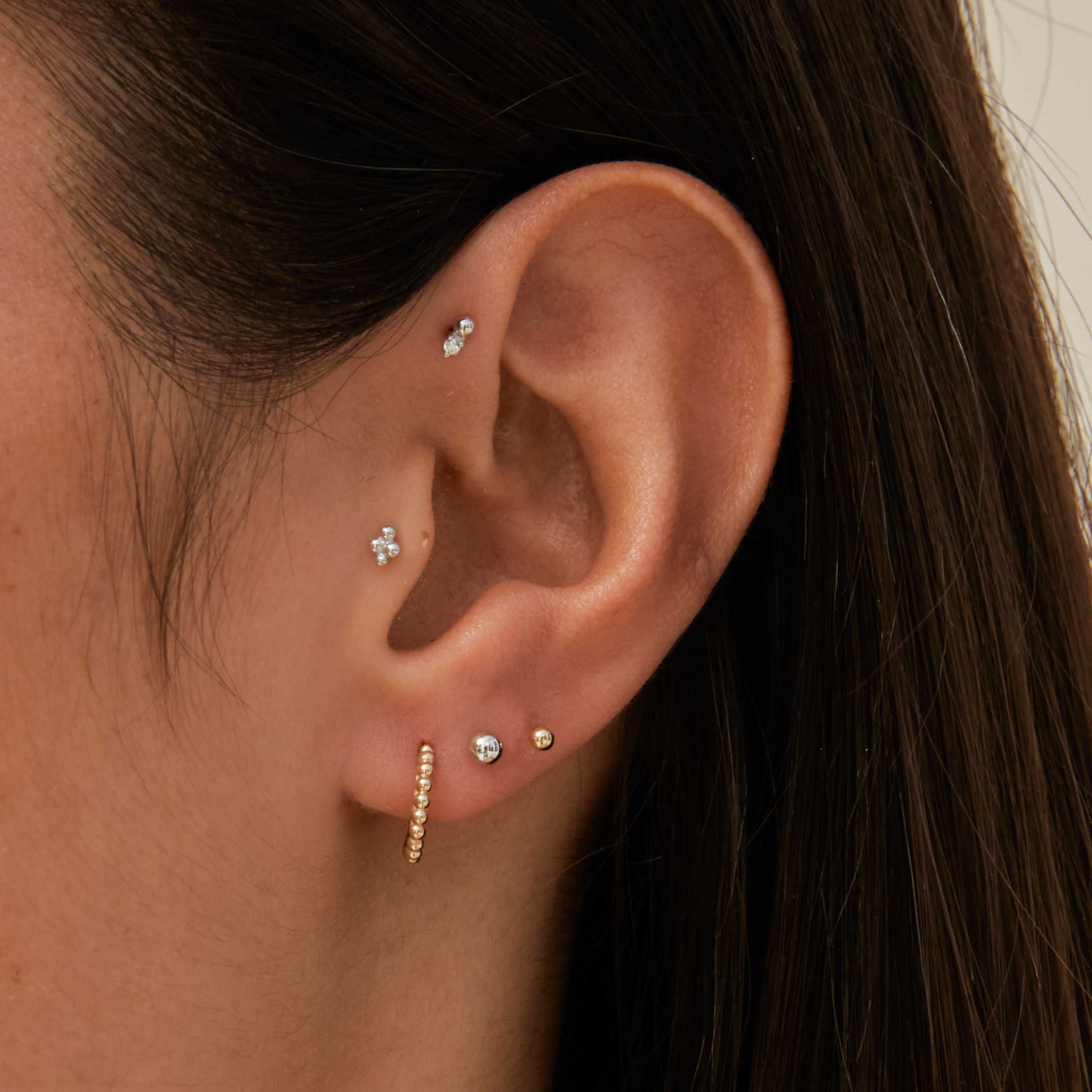 Solid Gold Small Ball Piercing Stud - Image 5