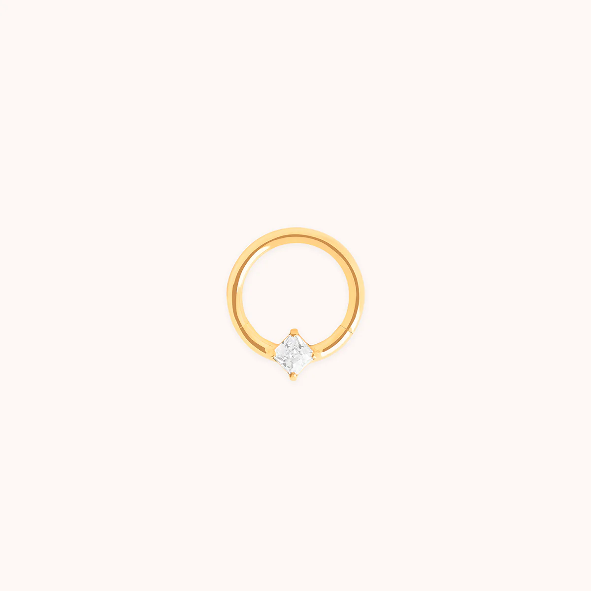 Square Crystal Titanium Daith Hoop in Gold