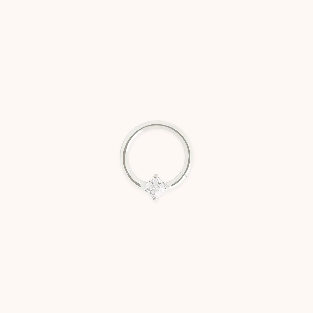 Square Crystal Titanium Daith Hoop in Platinum