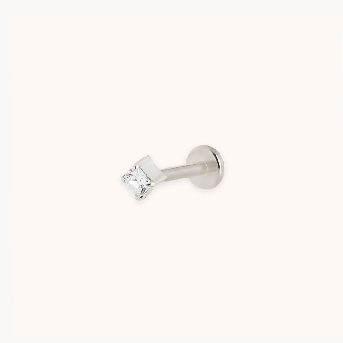 Square Crystal Titanium Piercing Stud in Platinum