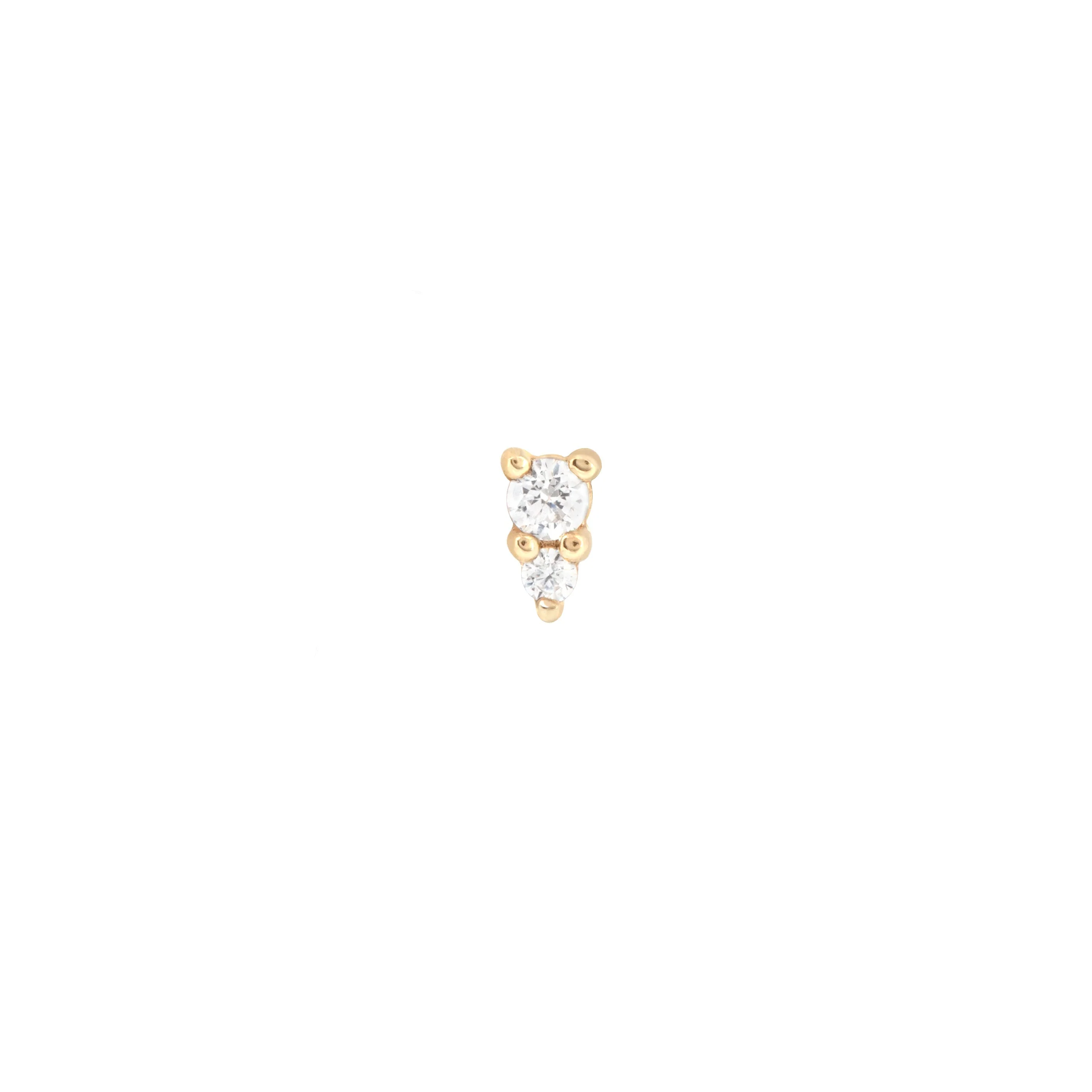 Stacked Topaz Piercing Stud in Solid Gold - Image 3