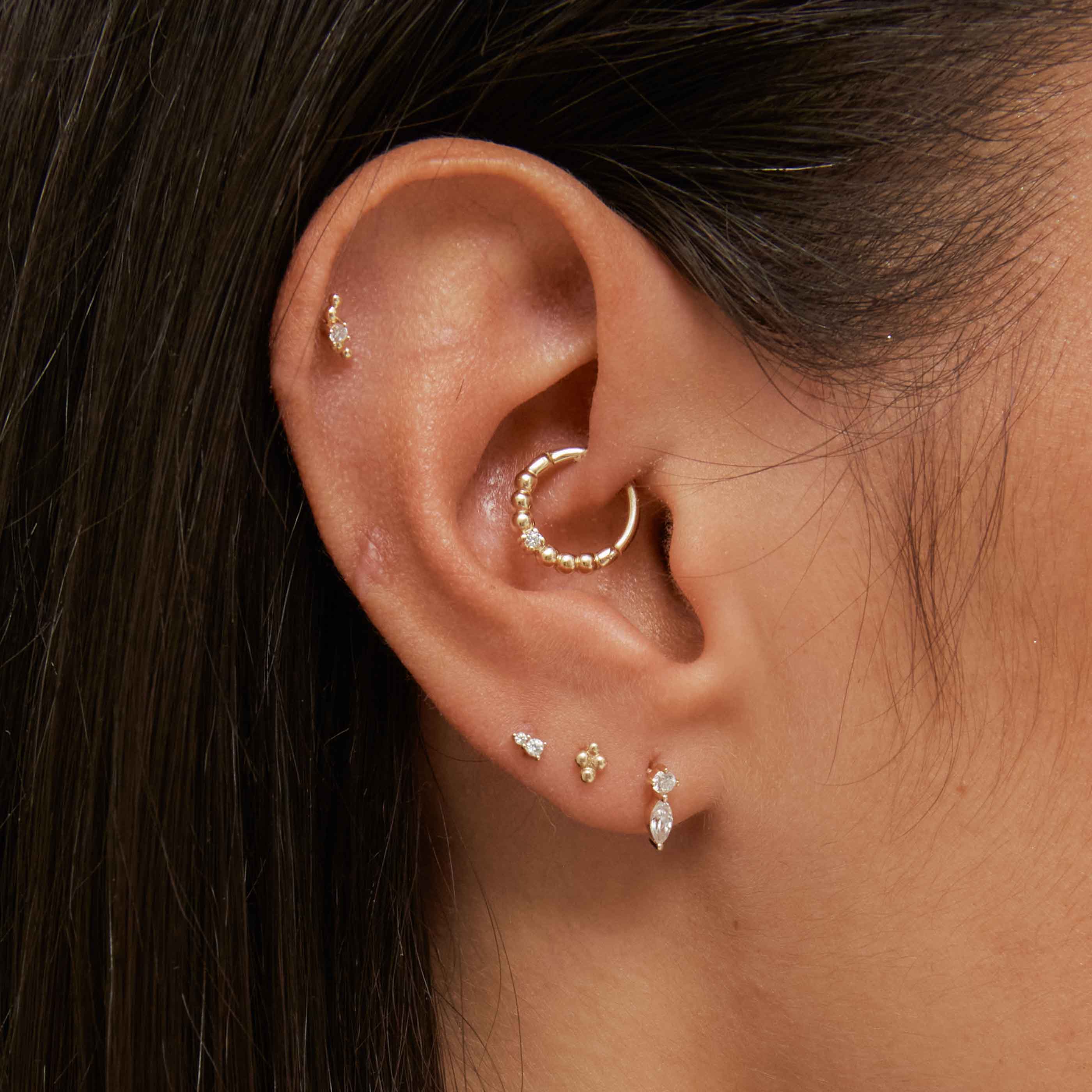Stacked Topaz Piercing Stud in Solid Gold - Image 4
