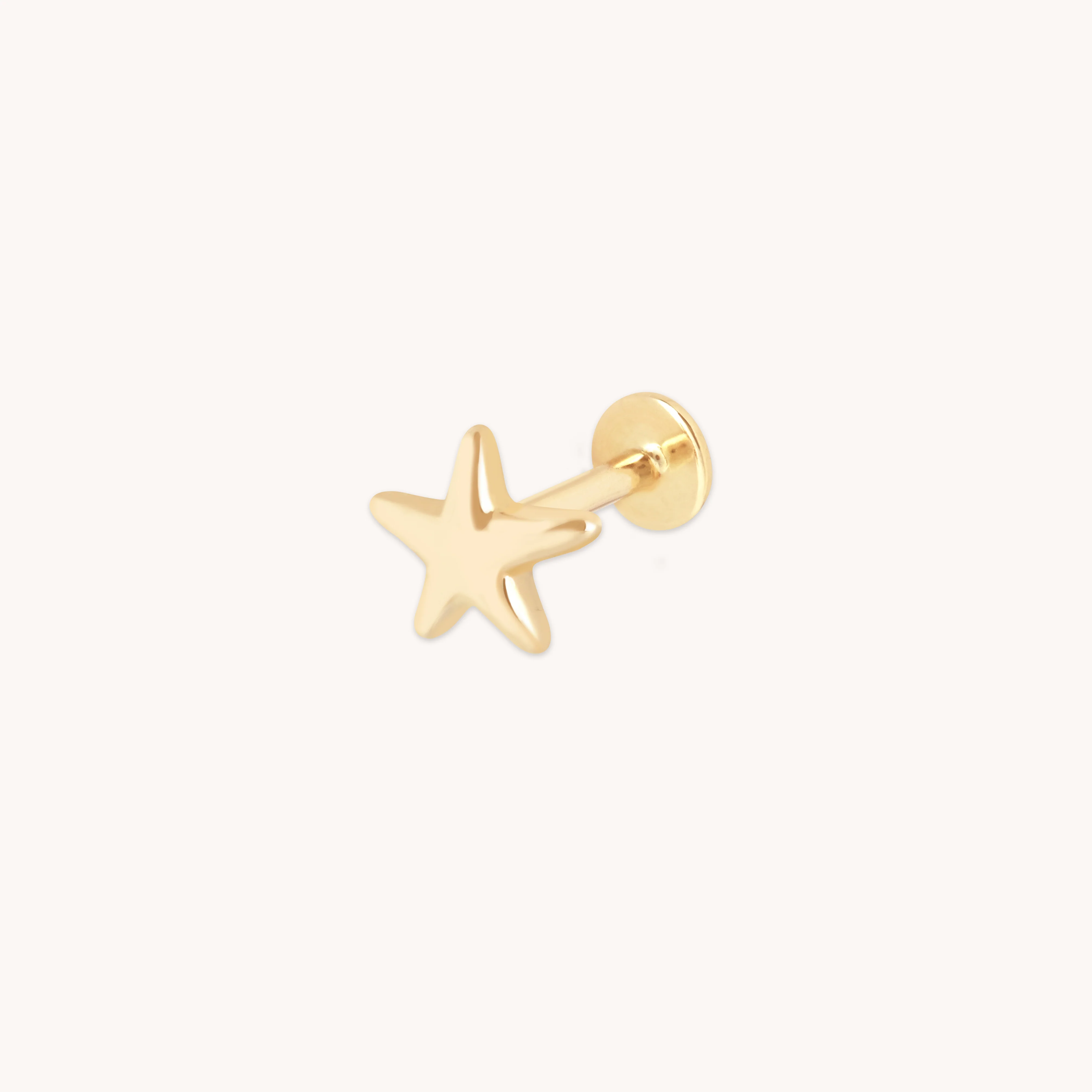 Star Large Piercing Stud in Solid Gold