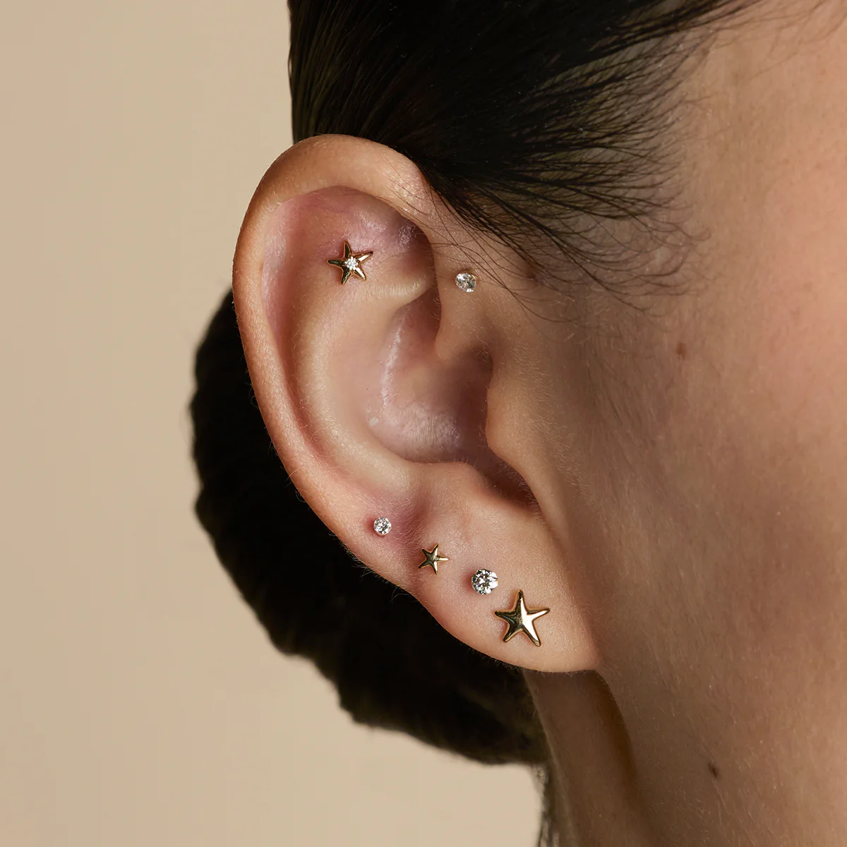 Star Large Piercing Stud in Solid Gold - Image 3