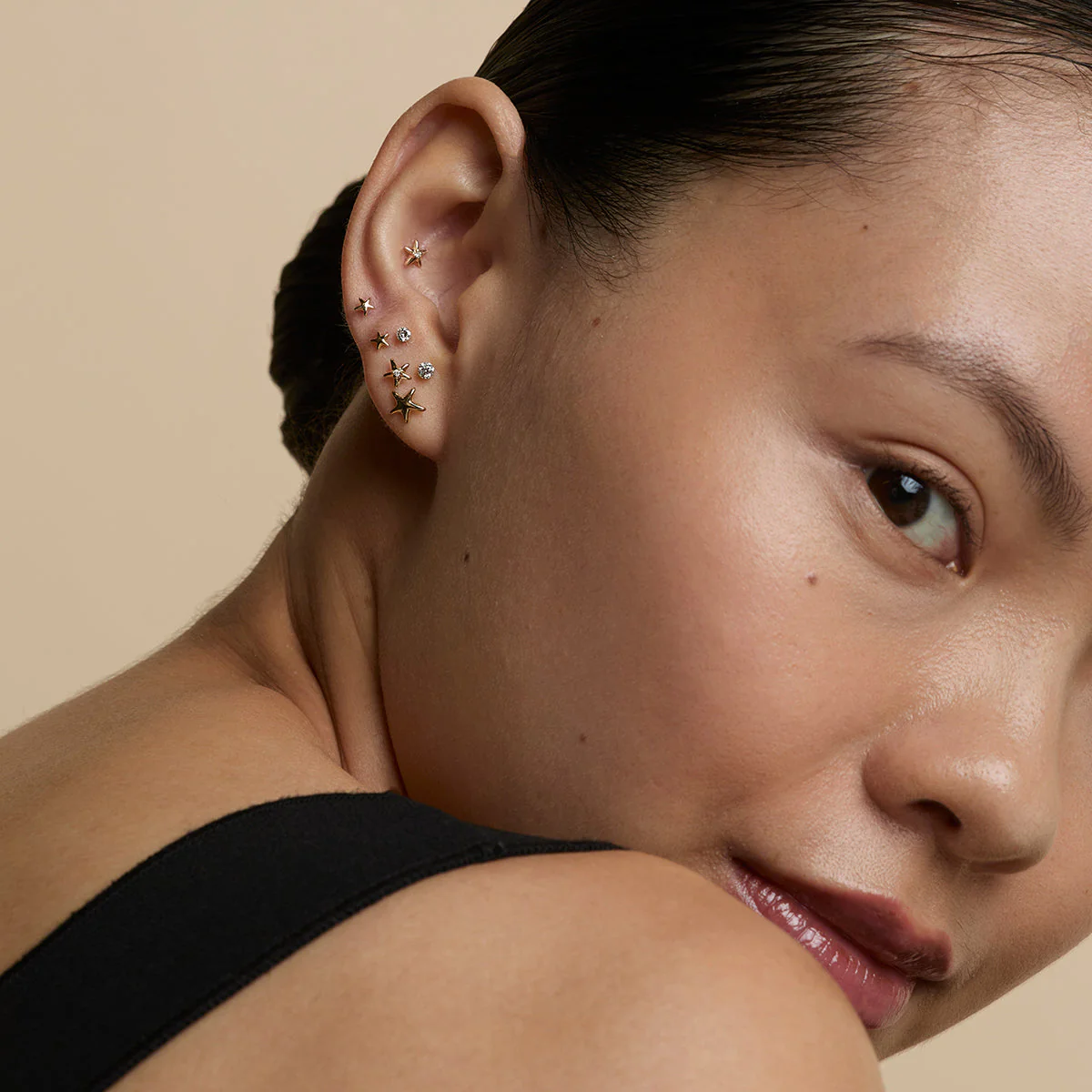 Star Small Piercing Stud in Solid Gold - Image 3