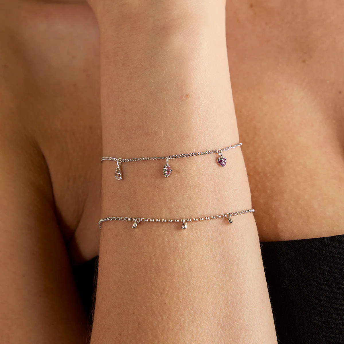 Strawberry Charm 9k White Gold - Image 2
