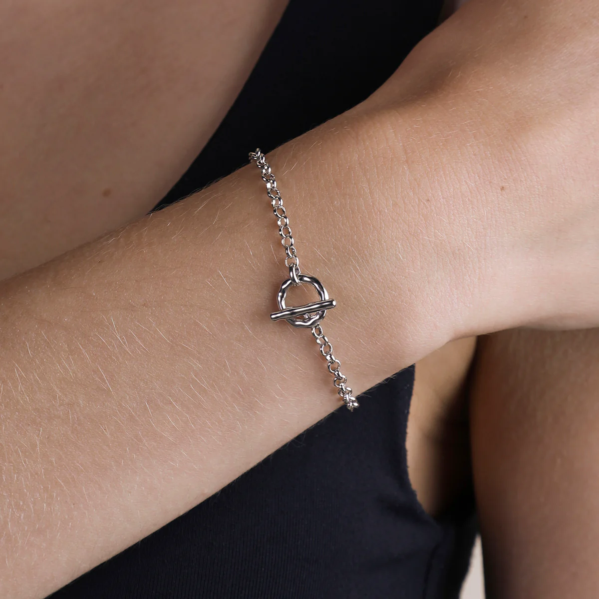T-Bar Chain Bracelet in Silver - Image 2