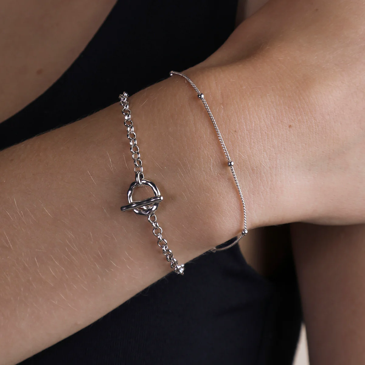 T-Bar Chain Bracelet in Silver - Image 3