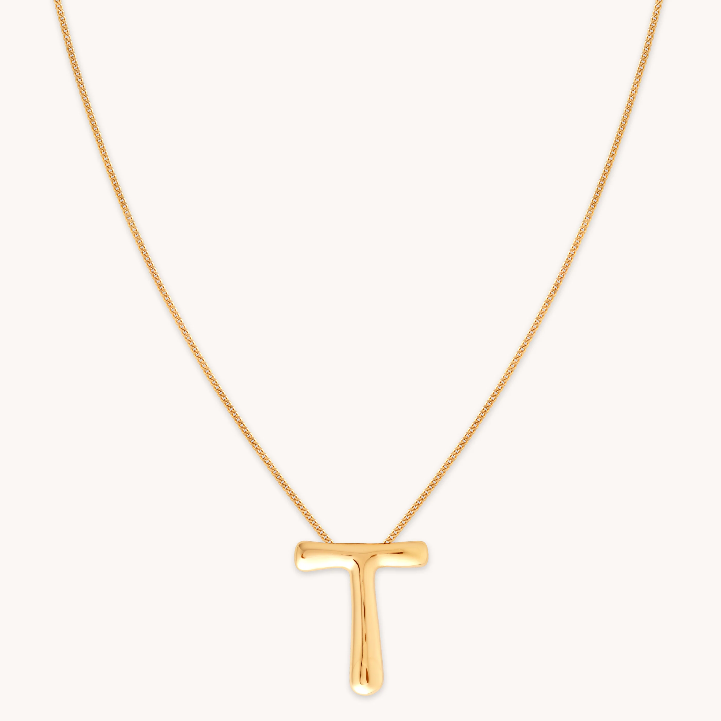 T Initial Bold Pendant Necklace in Gold