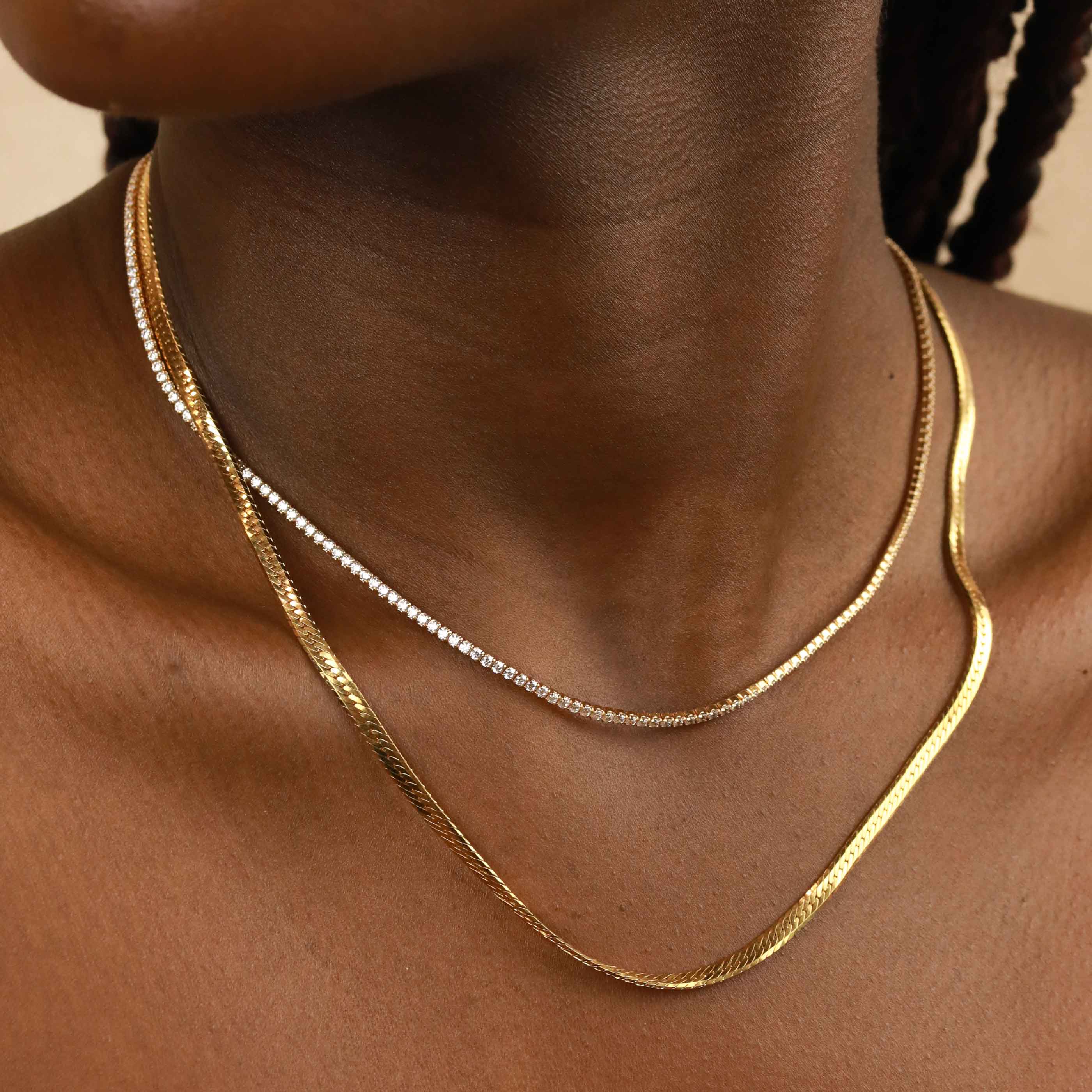 Tennis Chain Necklace in Gold - Image 4