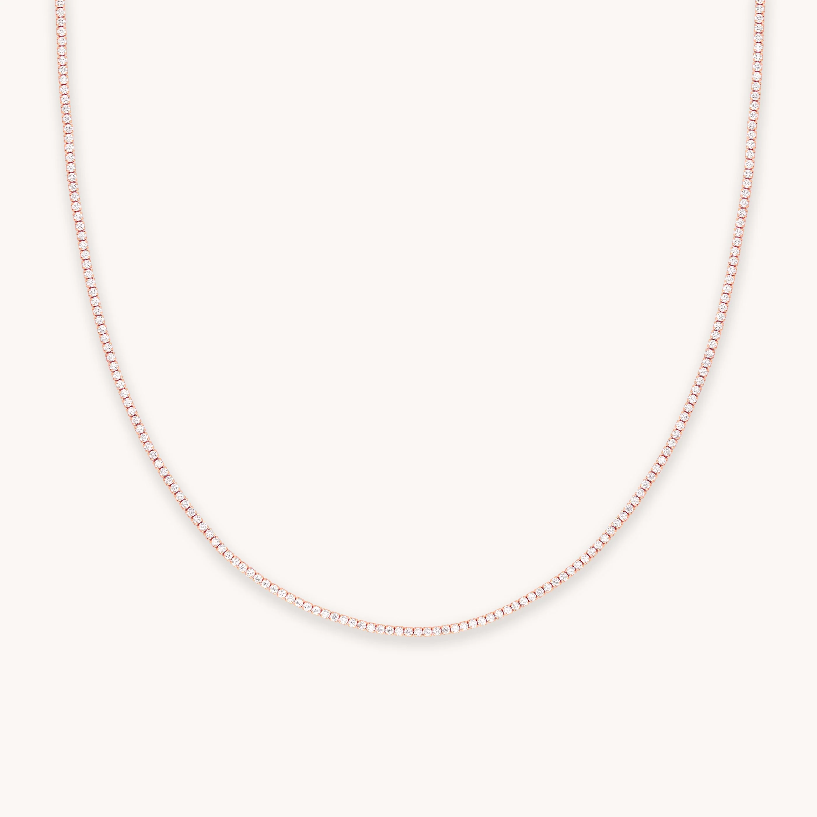 Tennis Chain Necklace in Rose Gold