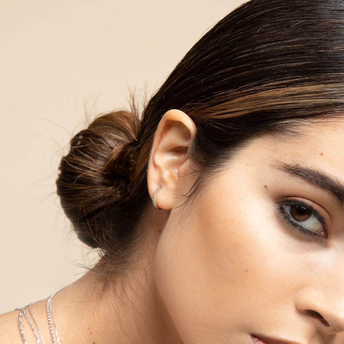 Topaz 12mm Hoops in Solid White Gold - Image 3