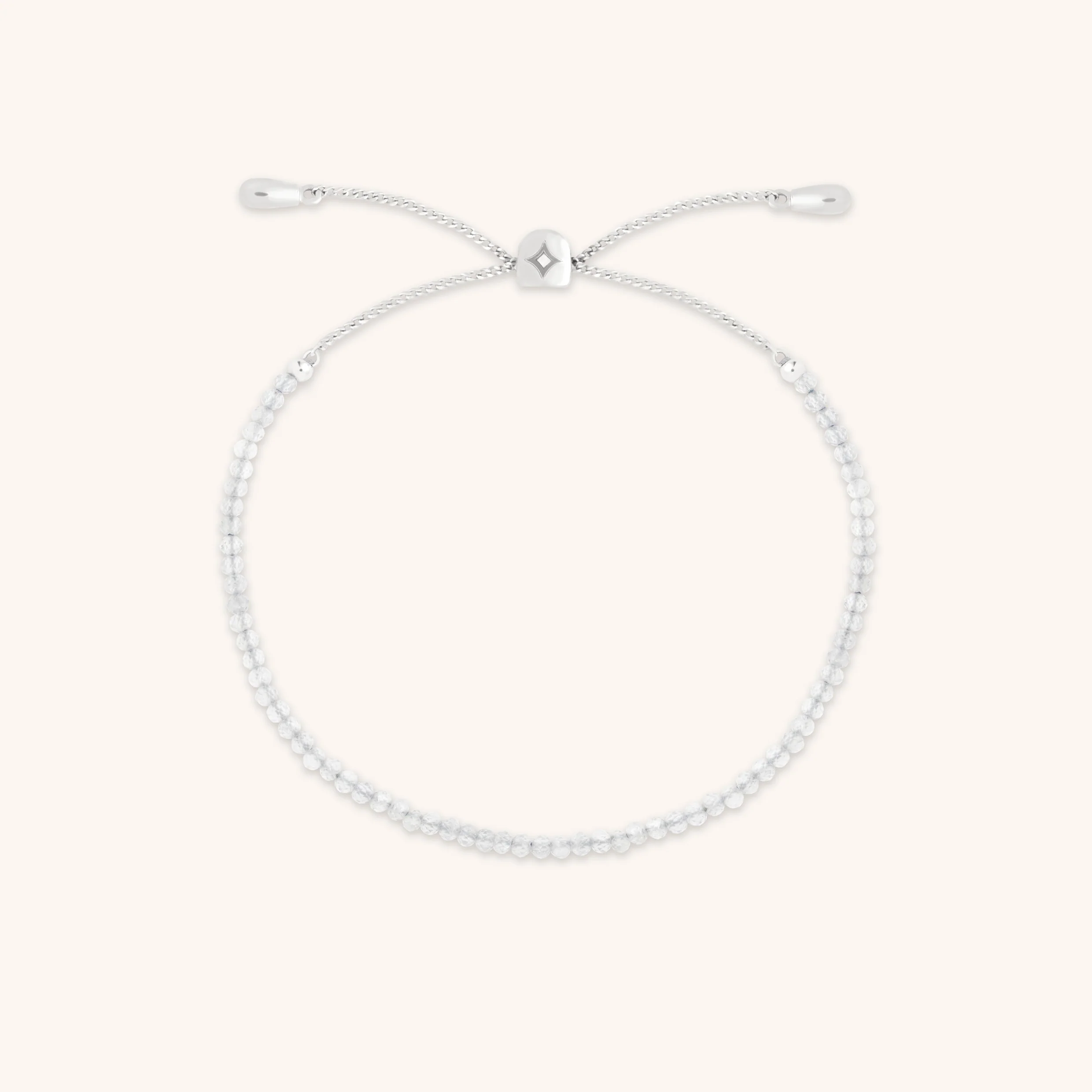Topaz April Beaded Bracelet in Solid White Gold