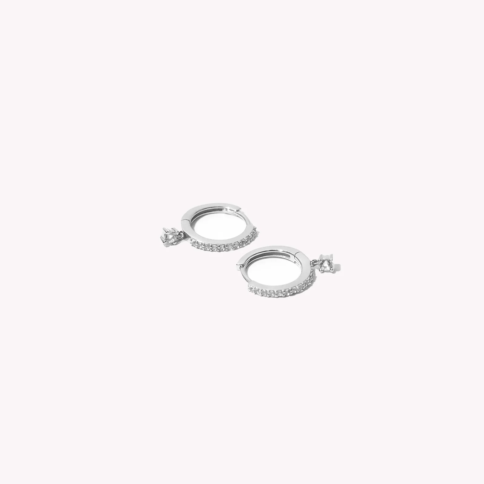 Topaz Charm Hoops in Solid White Gold - Image 3