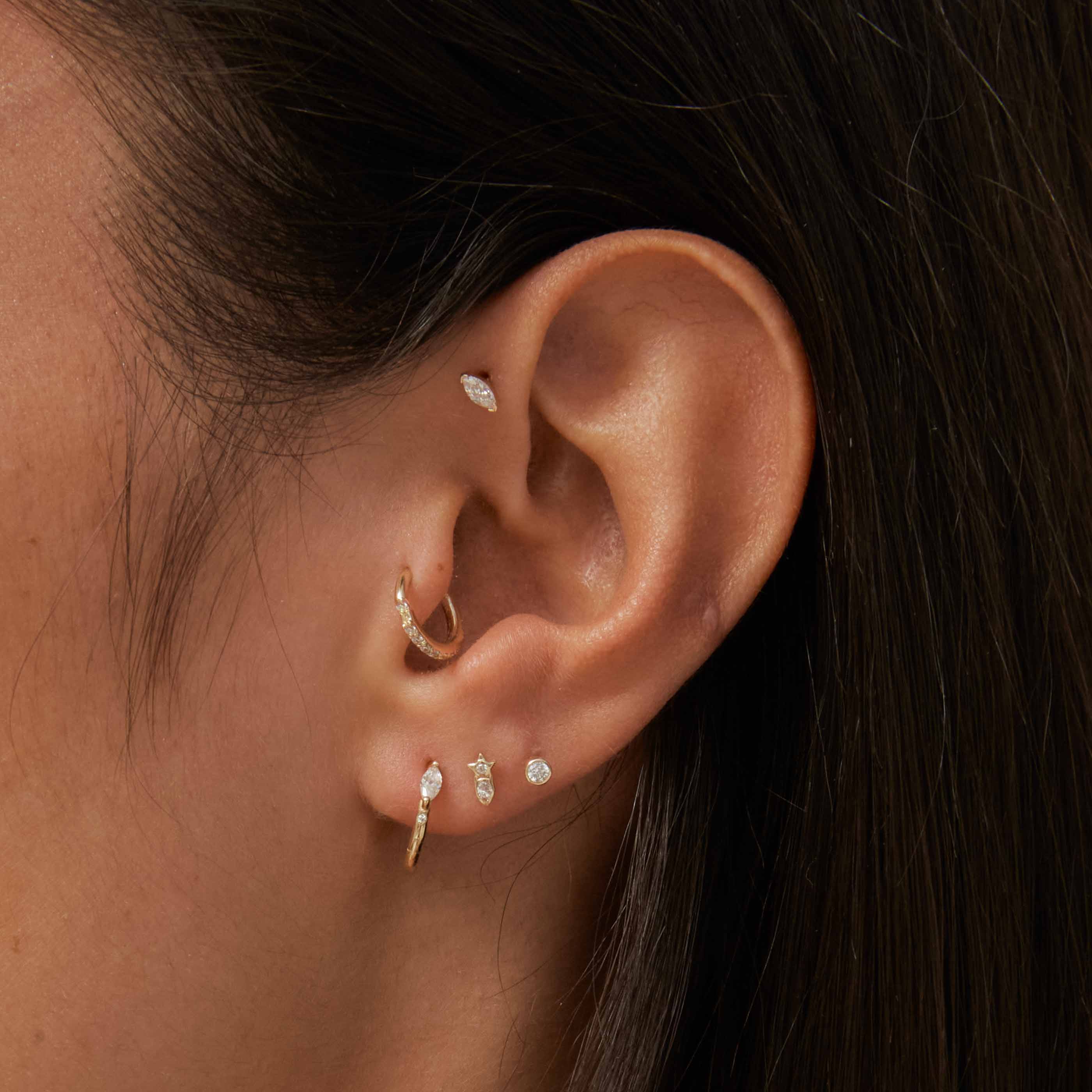 Topaz Gem Piercing Stud in Solid Gold - Image 4